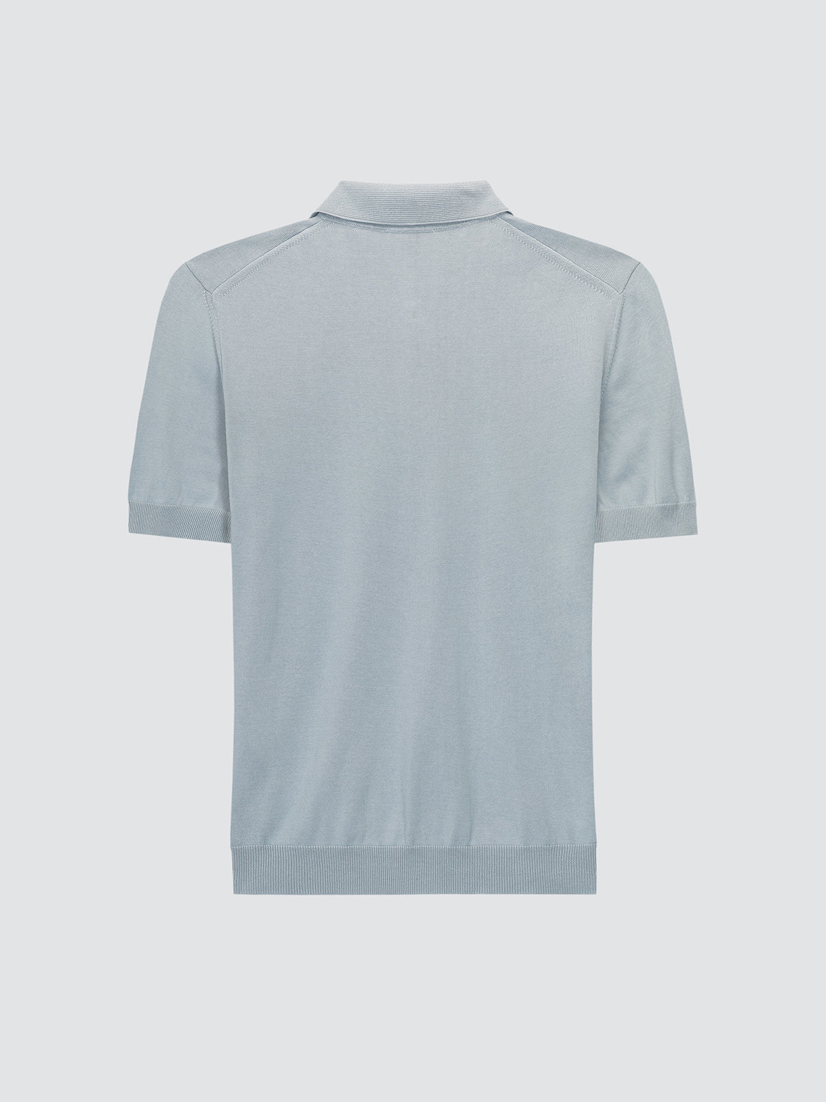 Polo de Punto de Algodón Cepillado Azul Empolvado