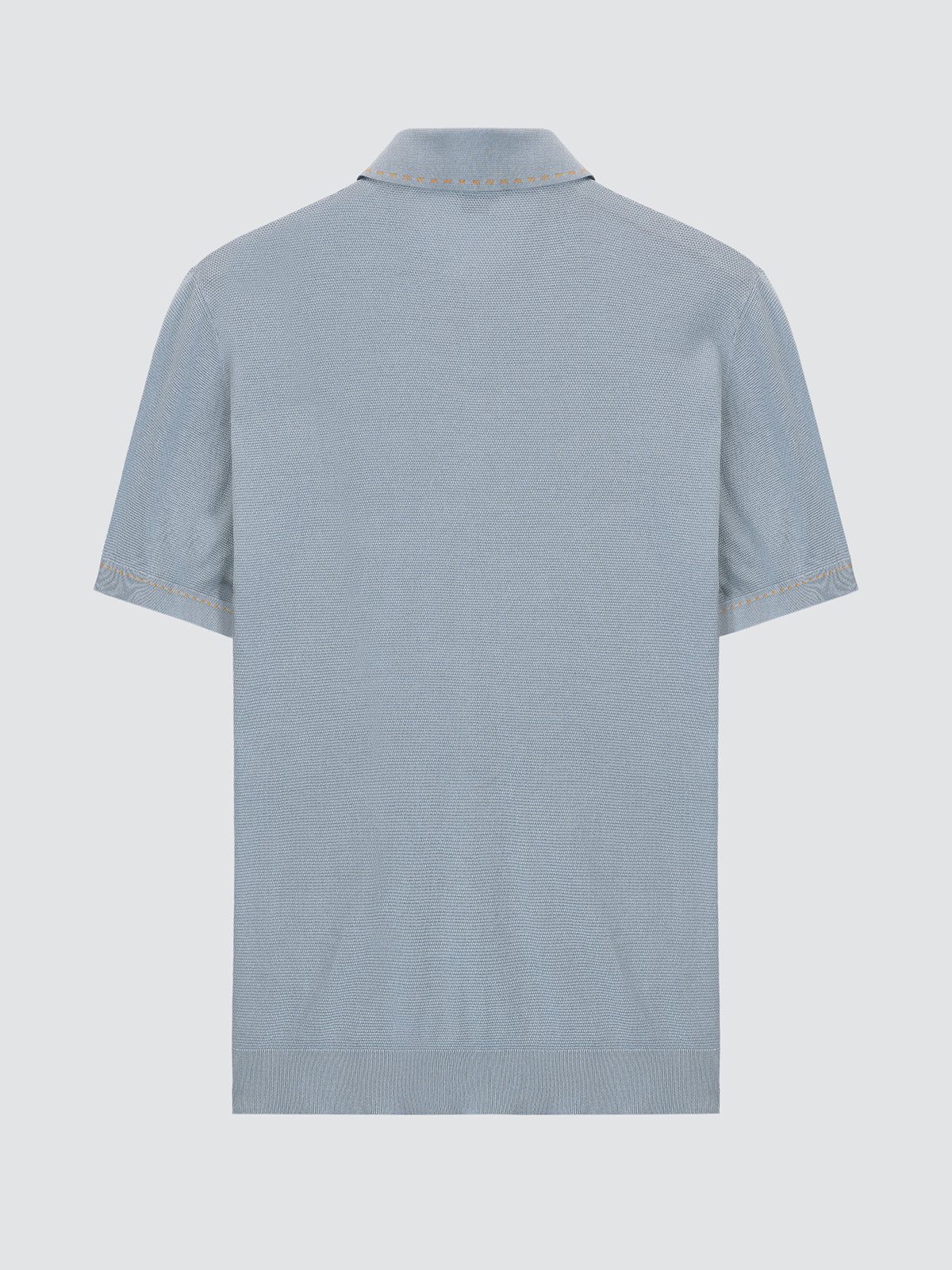Strick-Polo aus hellblauer gebürsteter Baumwolle