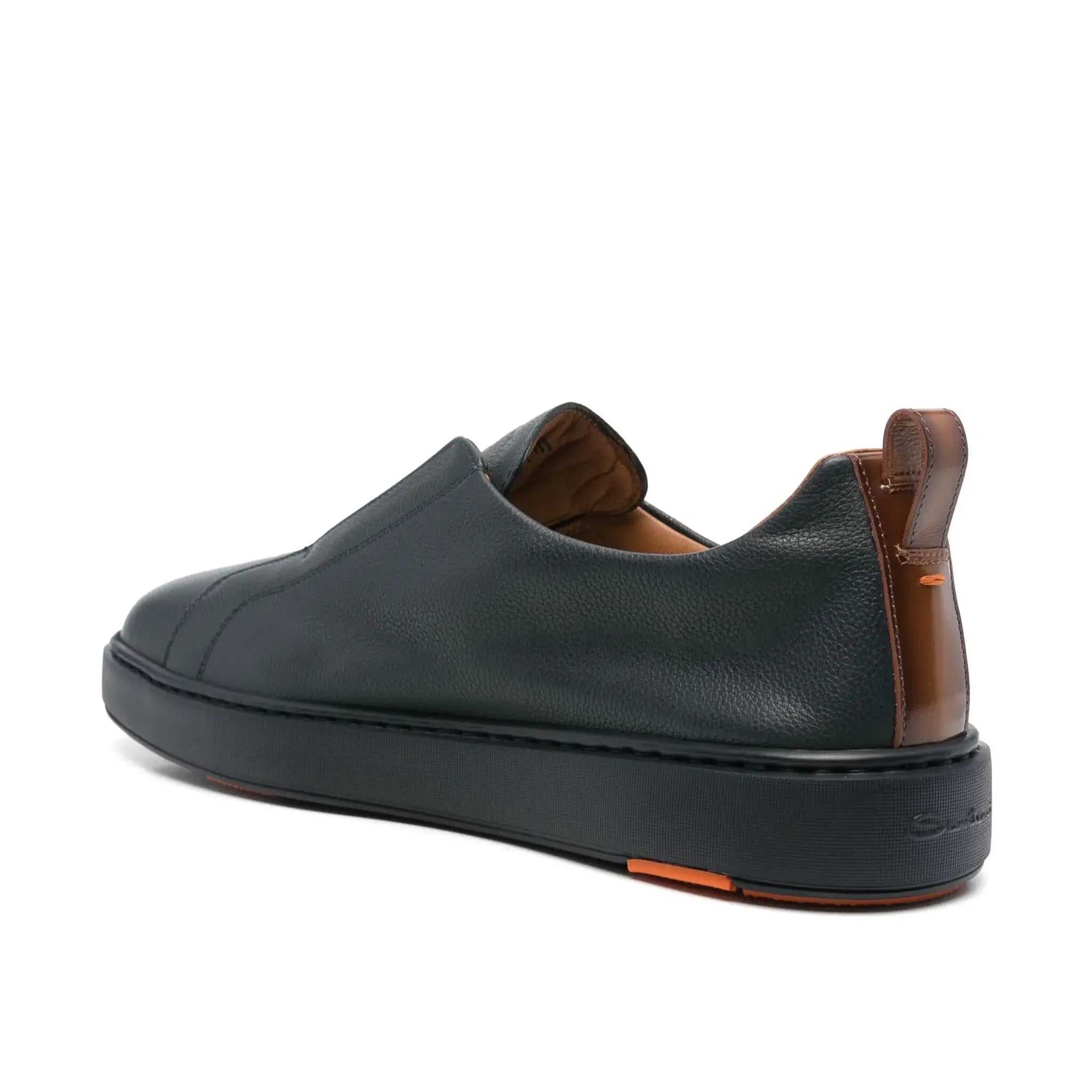 Marineblauwe instapsneaker gekreukt leer