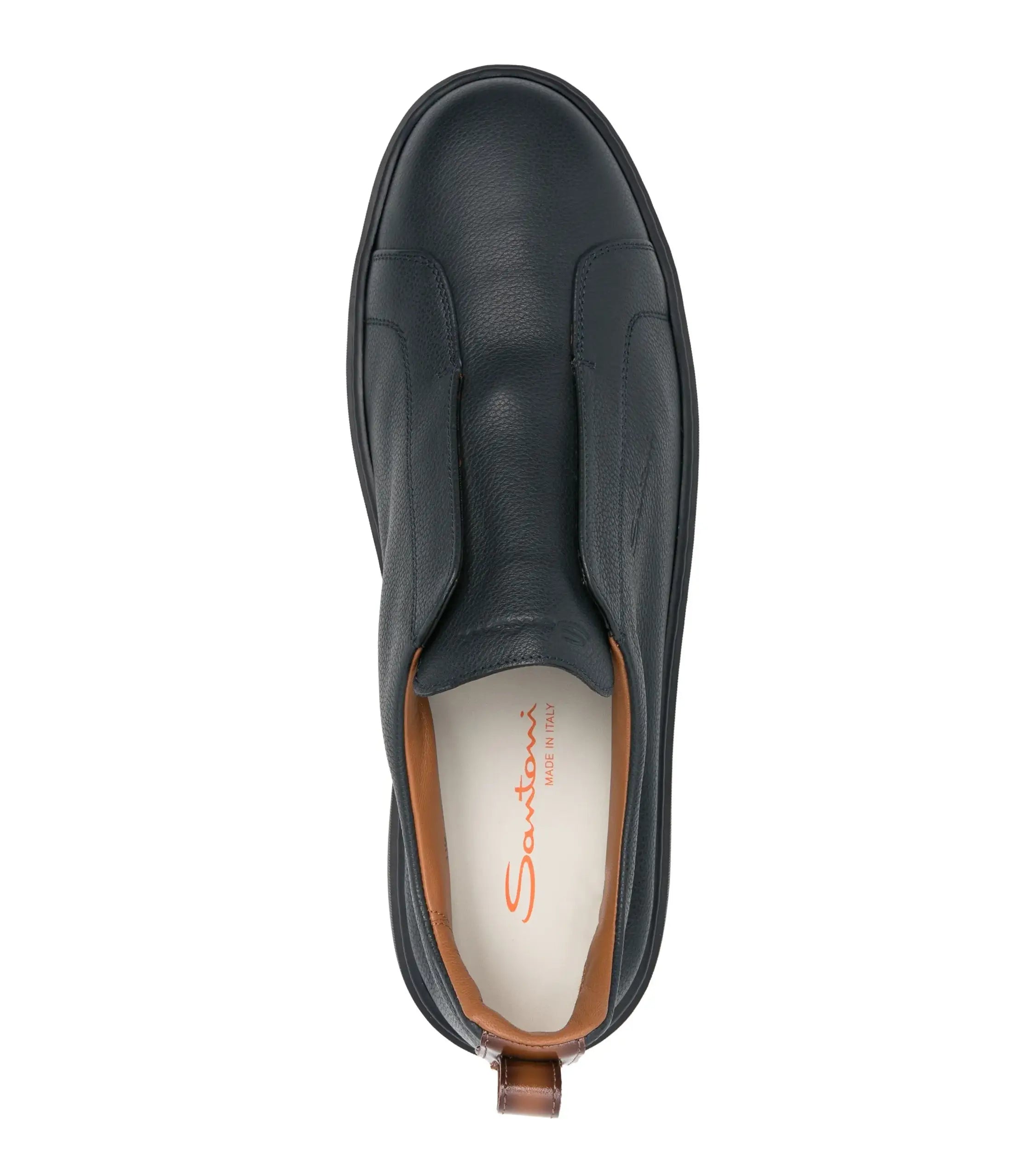 Marineblauwe instapsneaker gekreukt leer