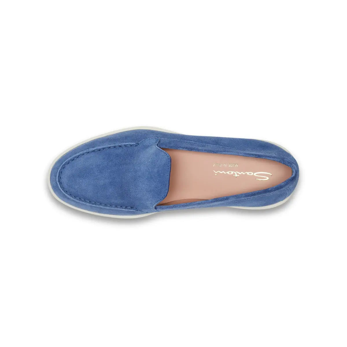 Mocasines de ante punta redonda azul índigo