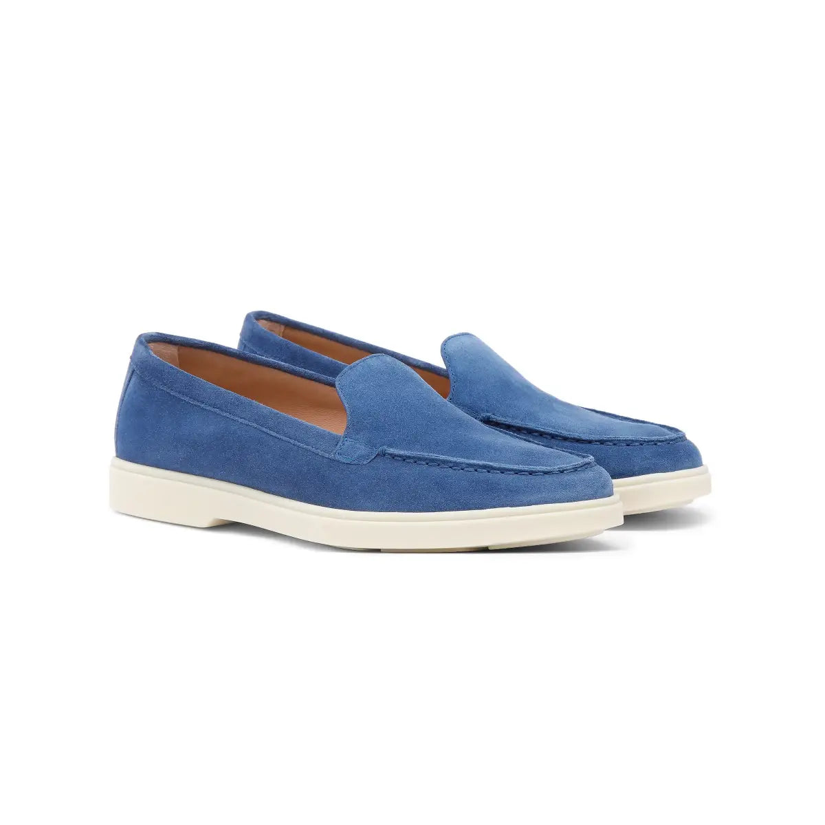 Mocasines de ante punta redonda azul índigo
