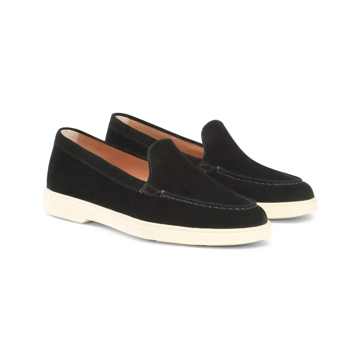 Mocasines de ante negro punta redonda