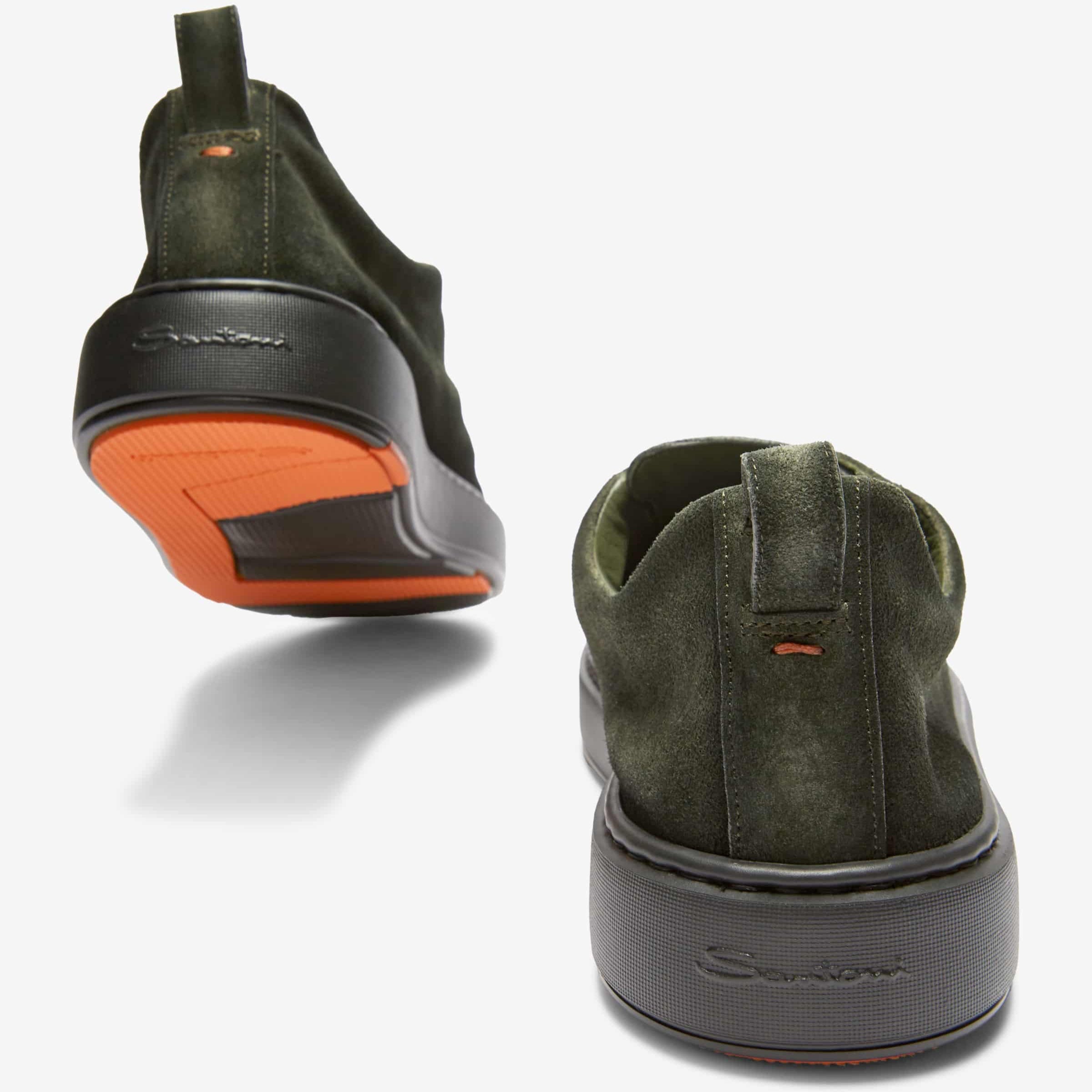 Groene suède instapsneakers