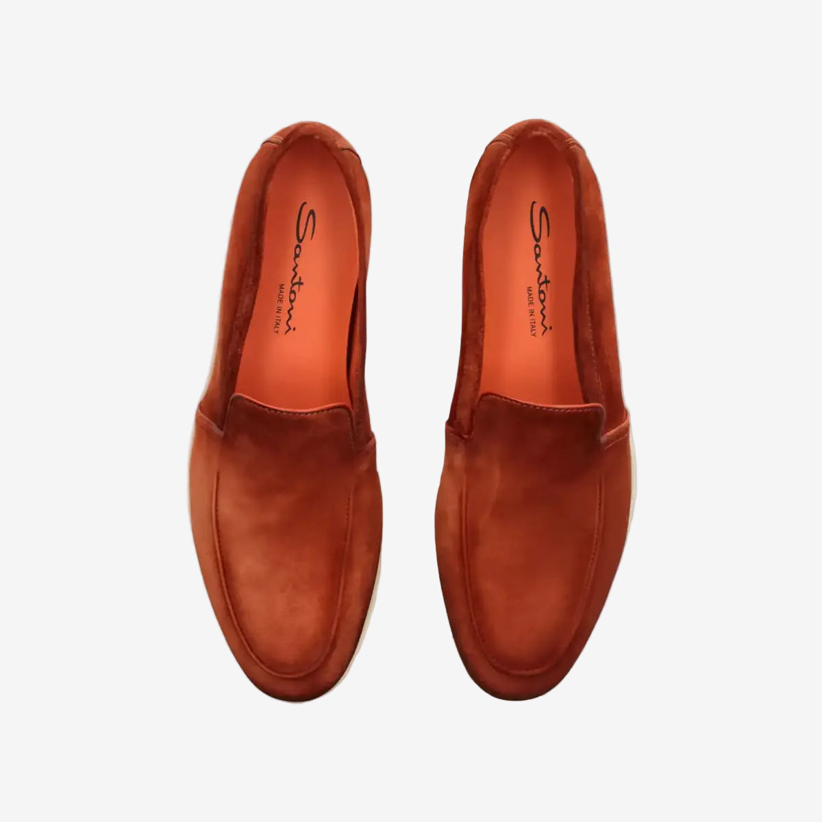Orange suede Malibu loafers