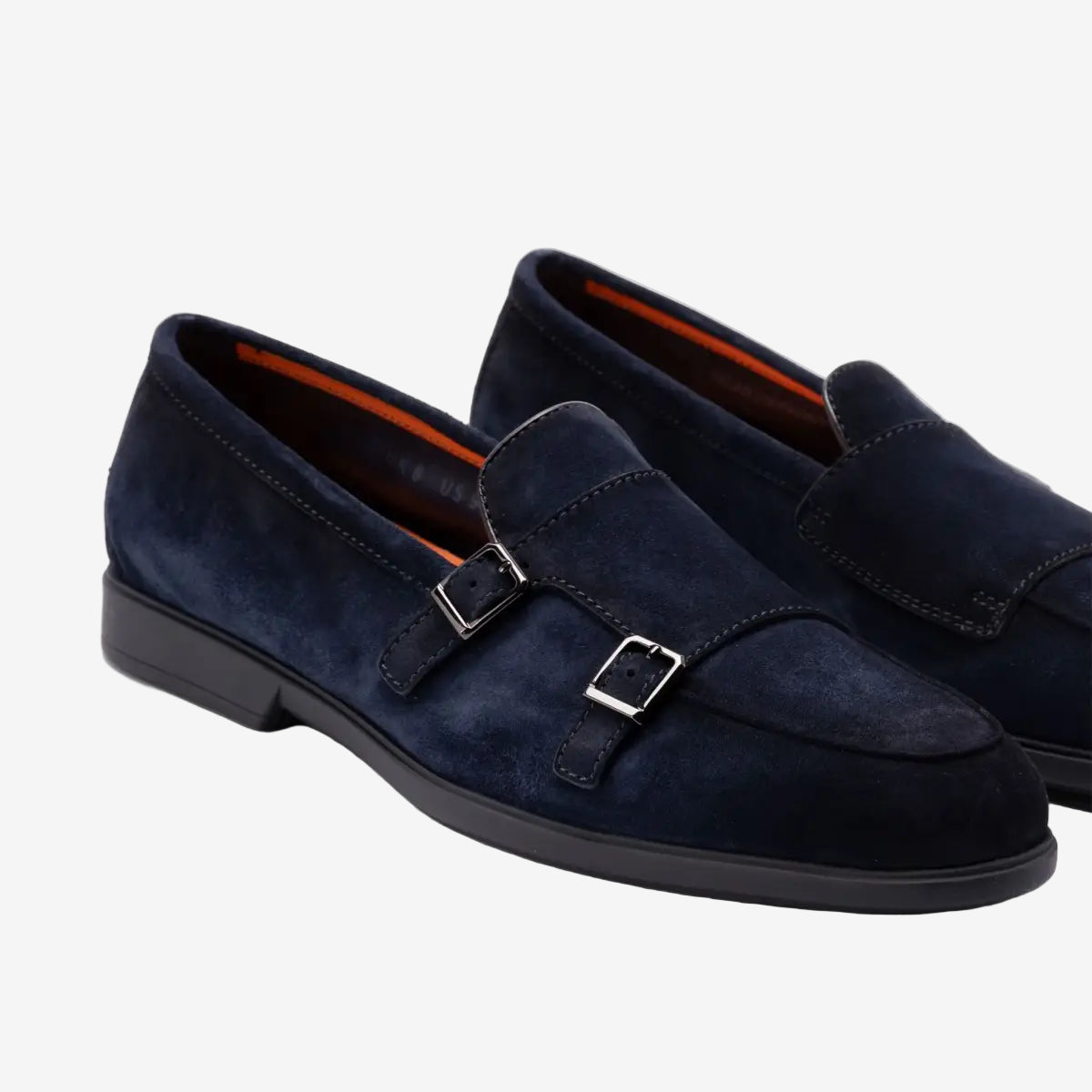 Blaue Malibu-Loafer aus Wildleder mit Doppelschnalle