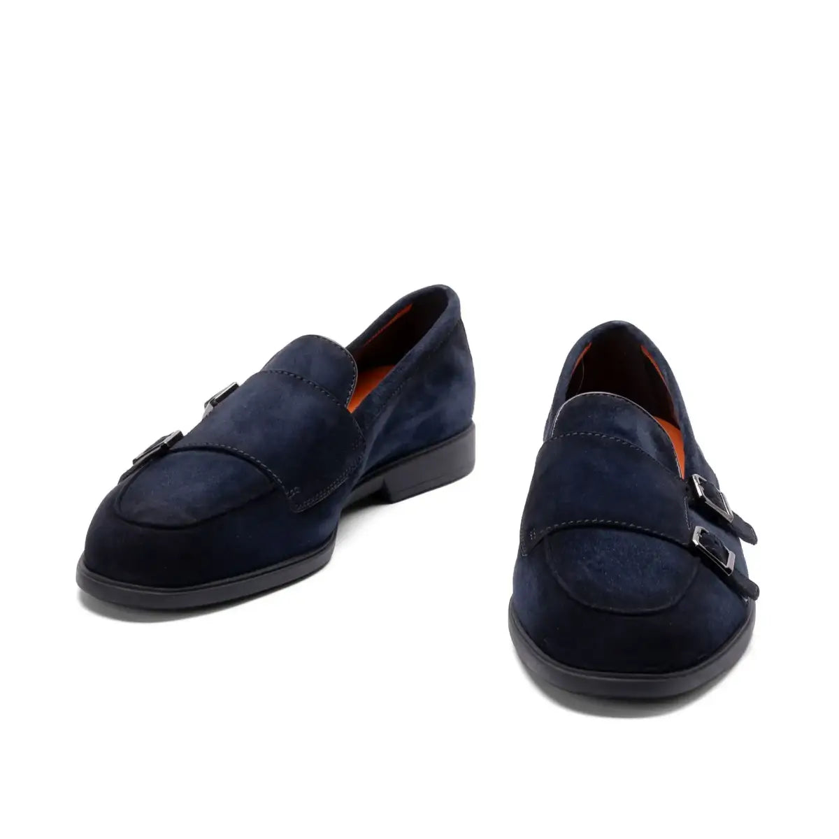 Blaue Malibu-Loafer aus Wildleder mit Doppelschnalle