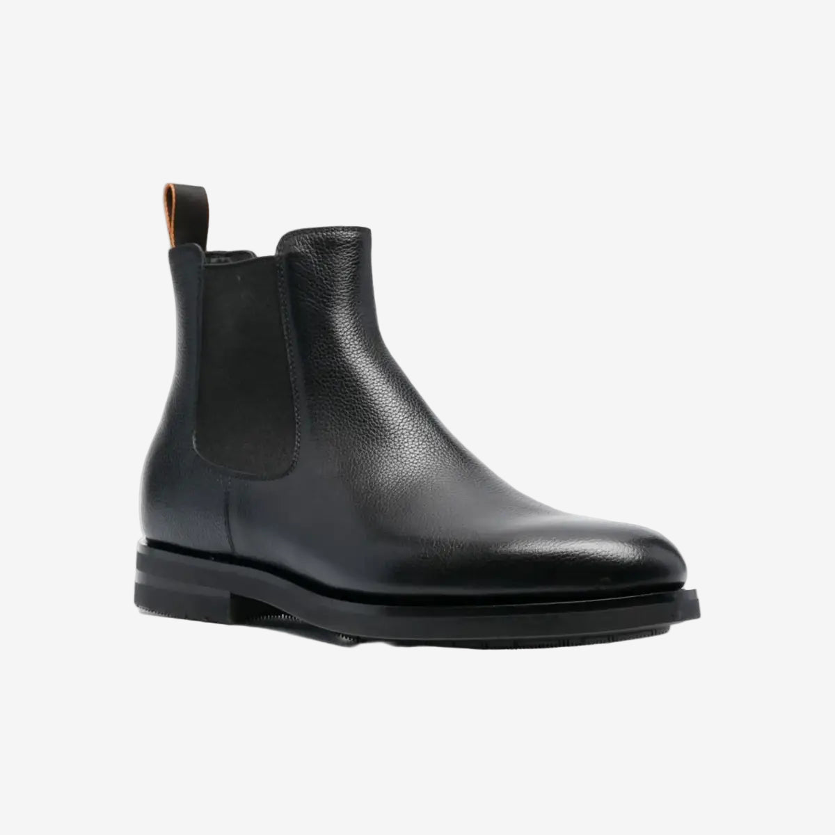 Schwarze Stiefel Genarbtem Leder Gummisohle