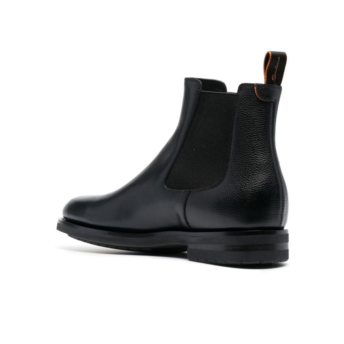 Schwarze Stiefel Genarbtem Leder Gummisohle