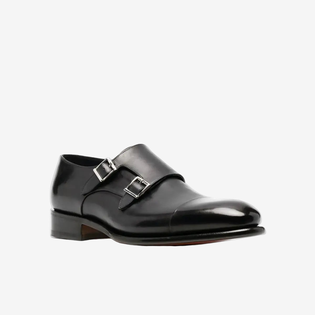 Schwarze Monk-Schuhe Leder Doppelschnalle