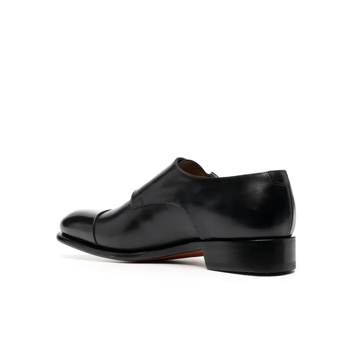 Zapatos Monk Cuero Negro Doble Hebilla