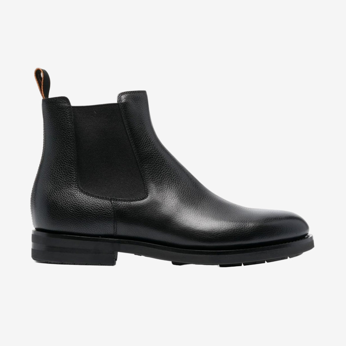 Schwarze Stiefel Genarbtem Leder Gummisohle