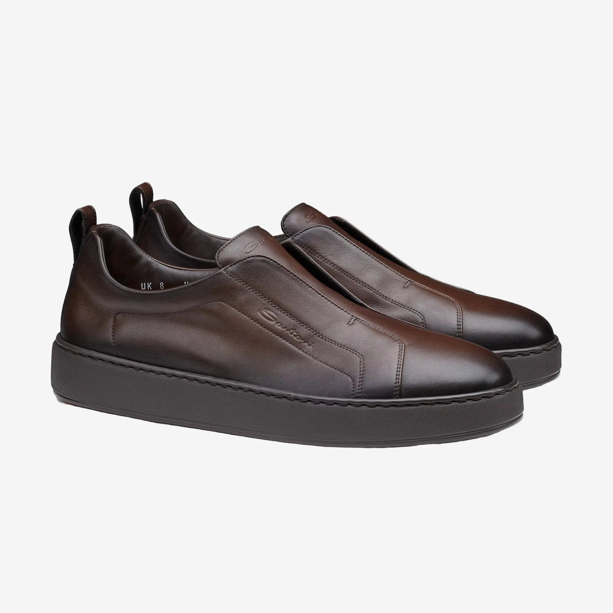 Sneakers Slip-on cuir marron foncé