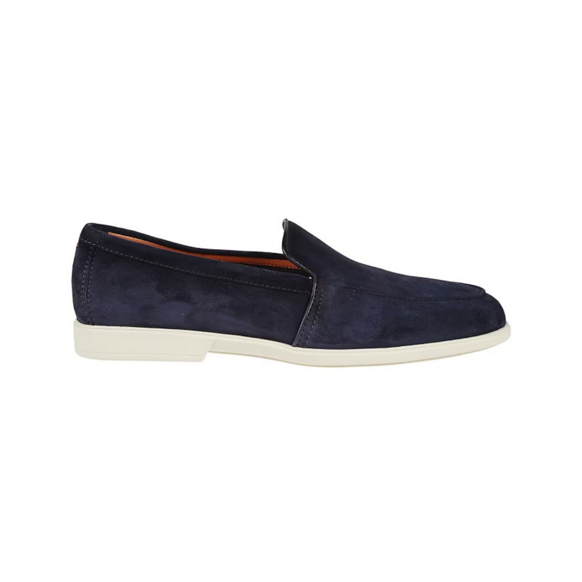 Blue Round-Toe Suede Loafers