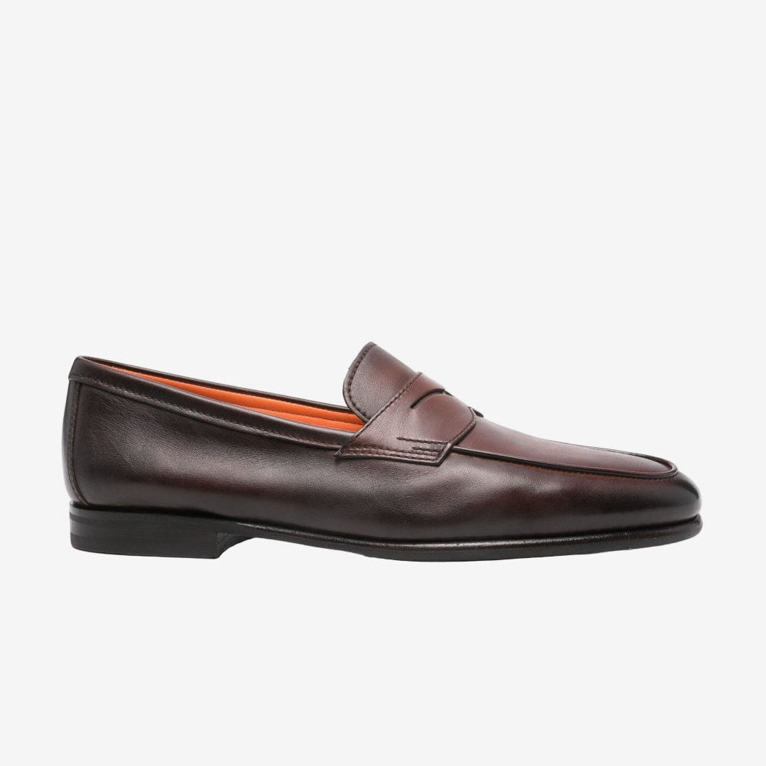 santoni-brown-leather-loafers-flexsole