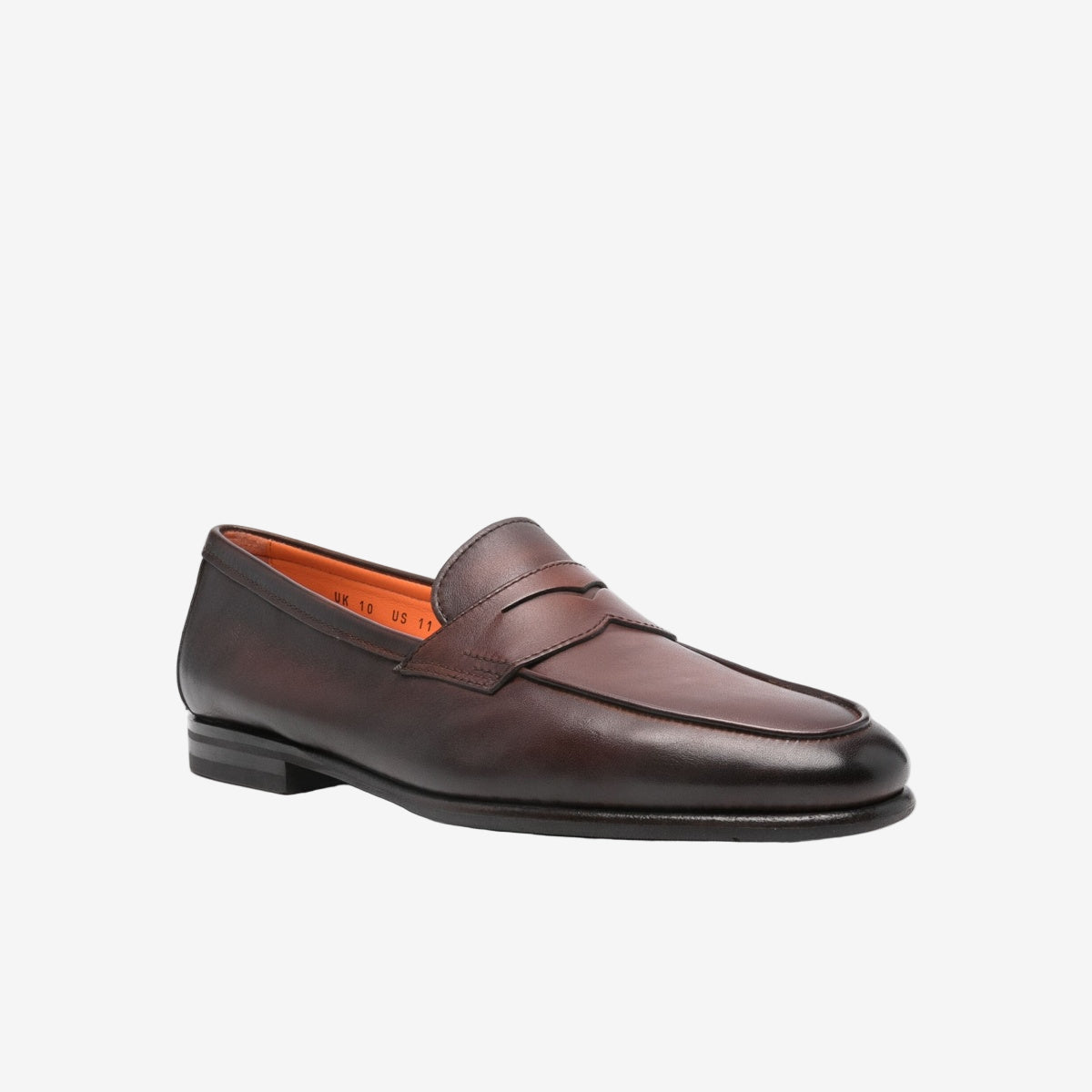 santoni-brown-classic-leather-loafers