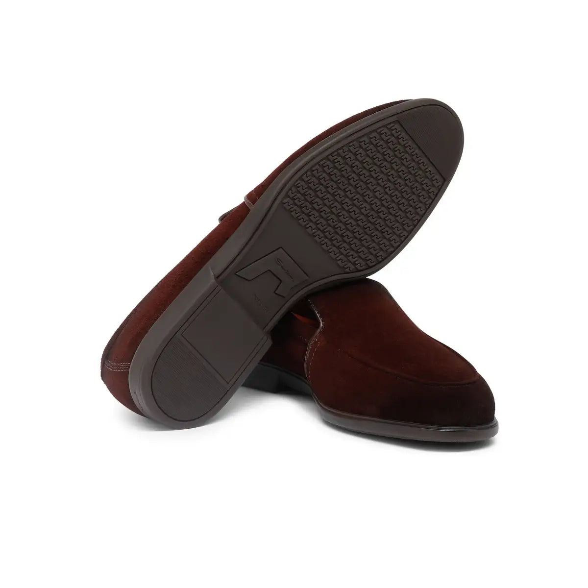 santoni-burgundy-suede-loafers-rubber-sole