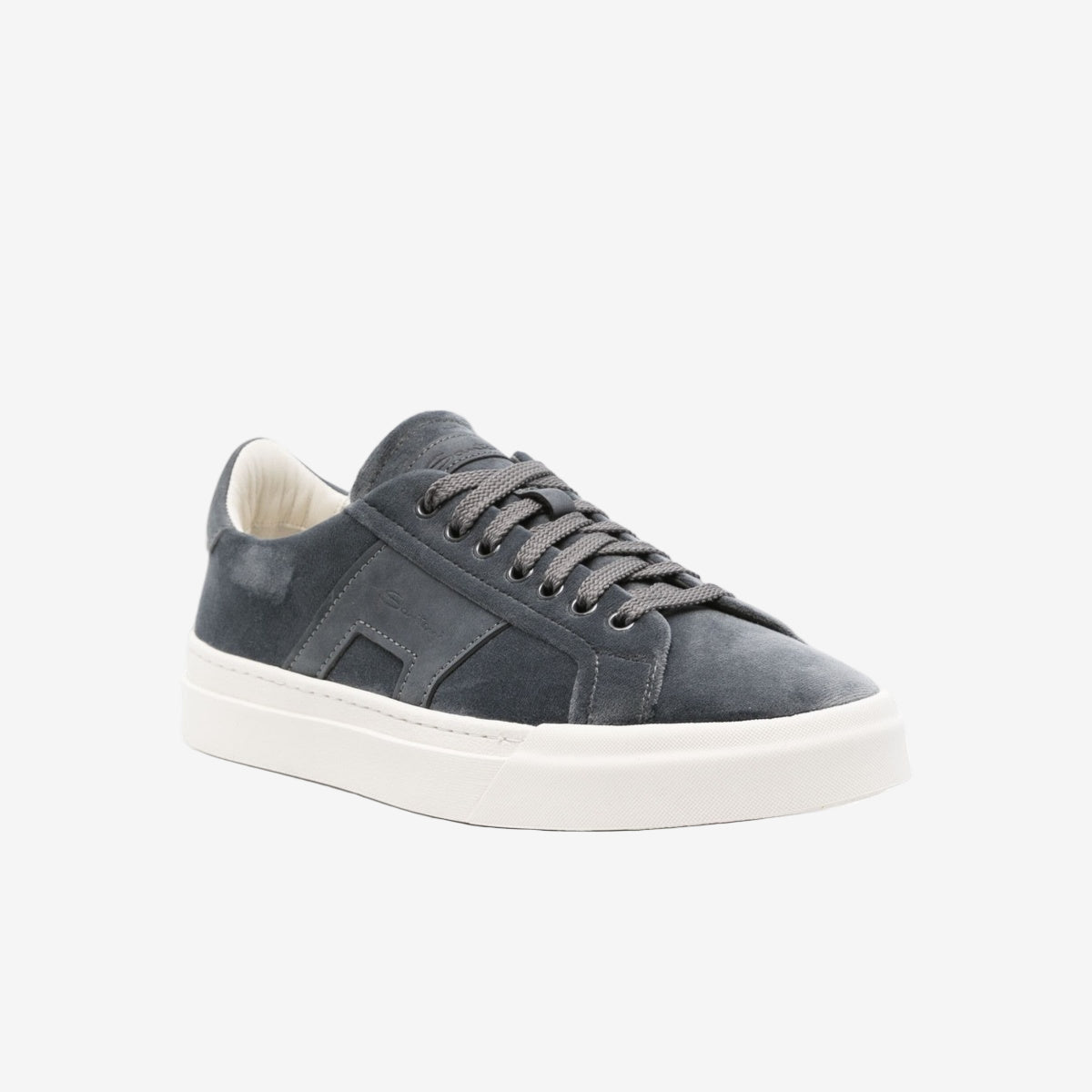 santoni-blue-velvet-double-buckle-sneakers