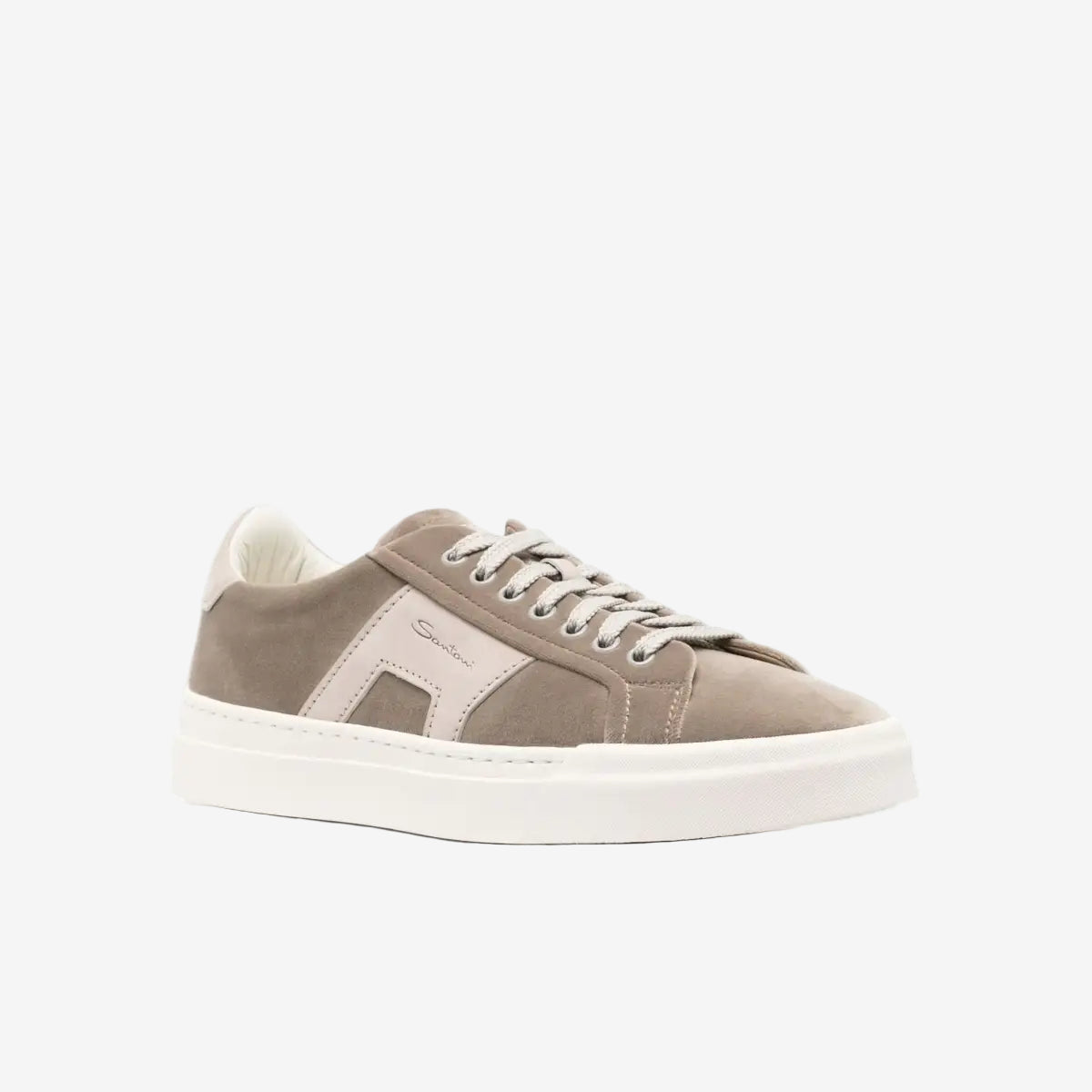 santoni-beige-laceup-sneakers-rubbersole