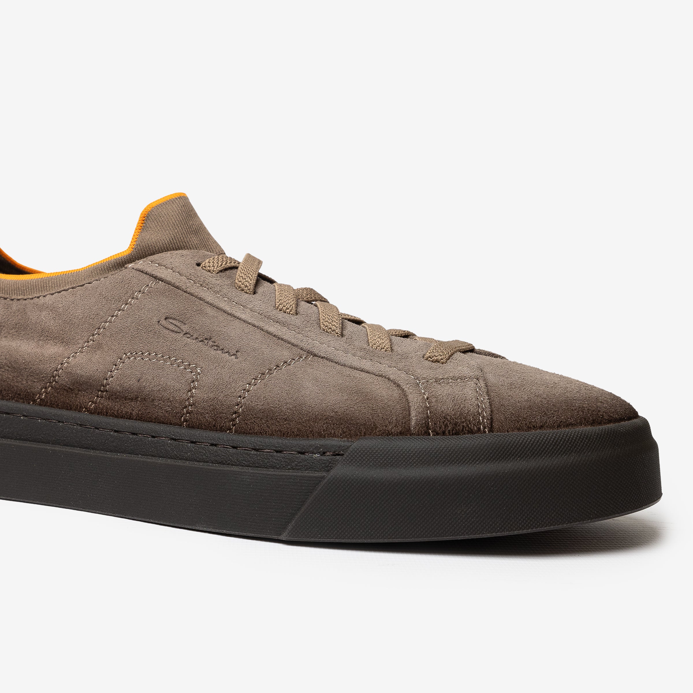 Dark beige suede and leather slip-on sneaker