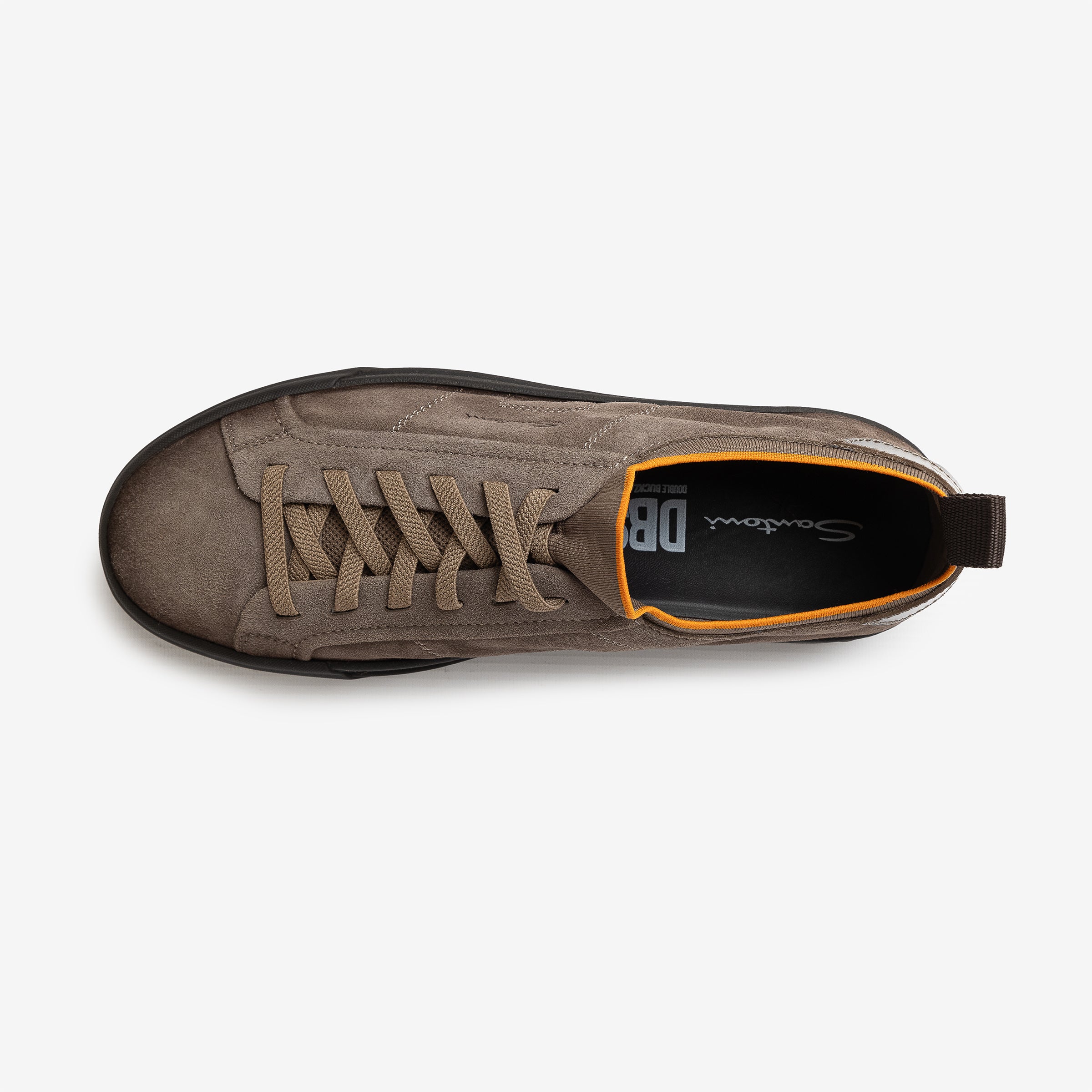 Dark beige suede and leather slip-on sneaker