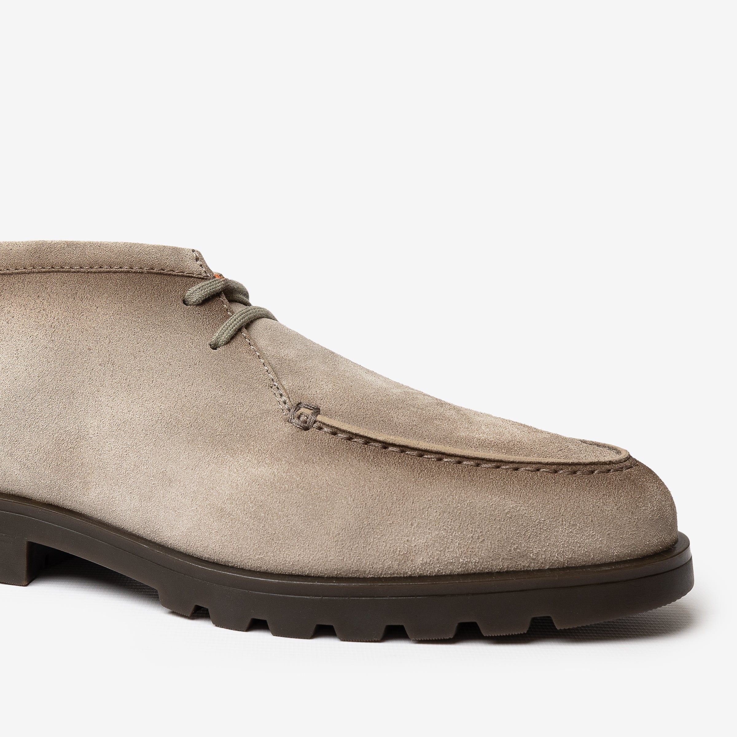 Dark beige lace-up lined desert boots