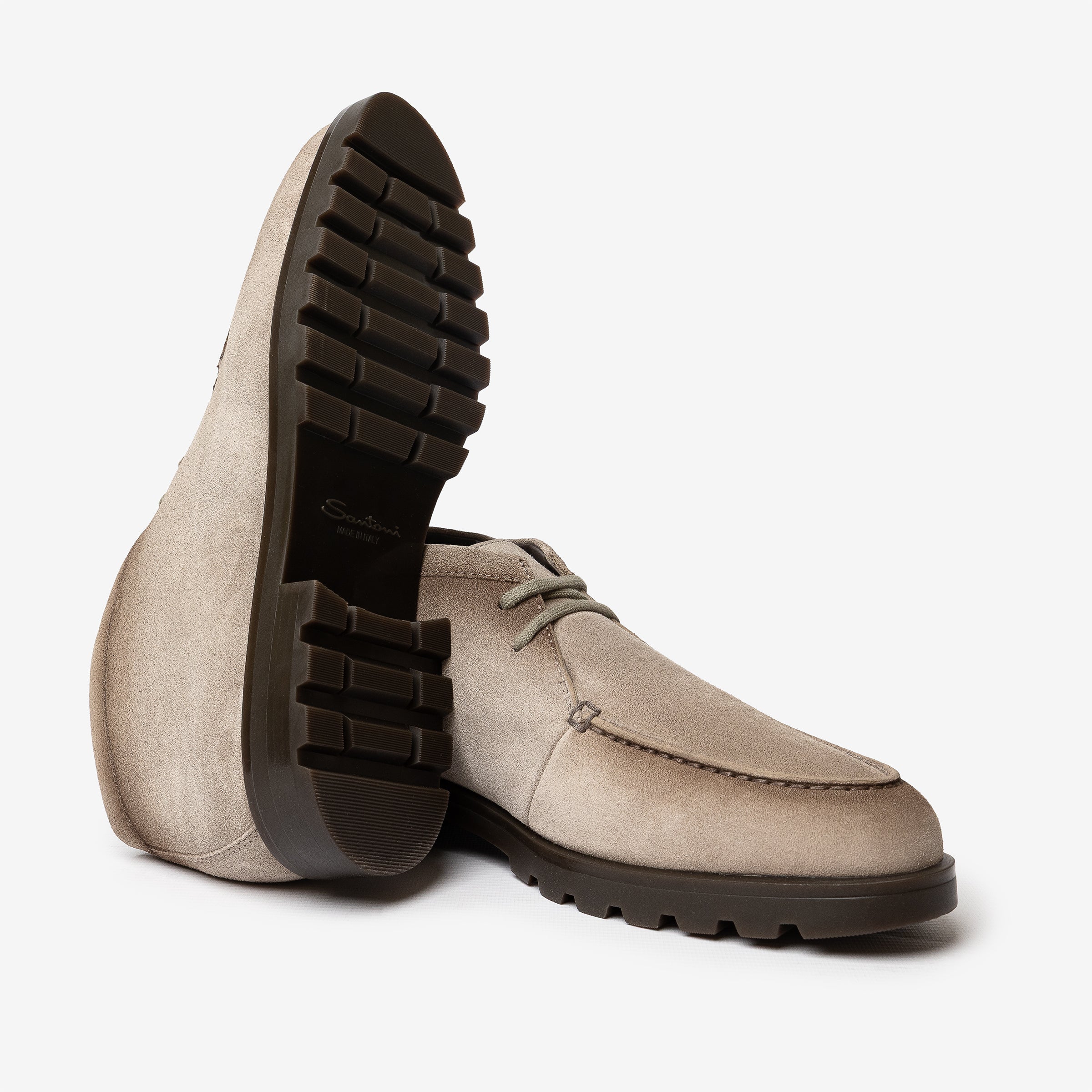 Dark beige lace-up lined desert boots