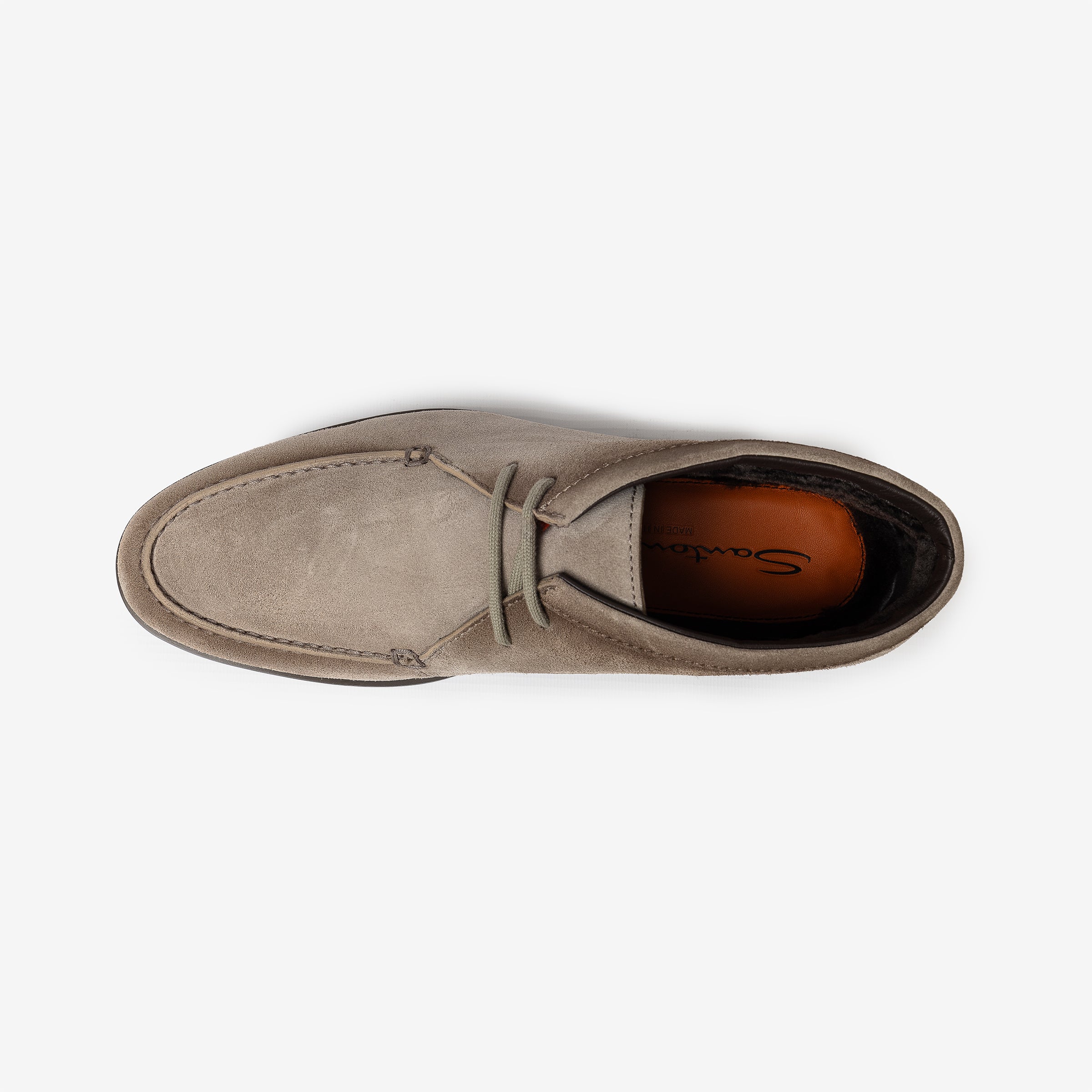 Dark beige lace-up lined desert boots