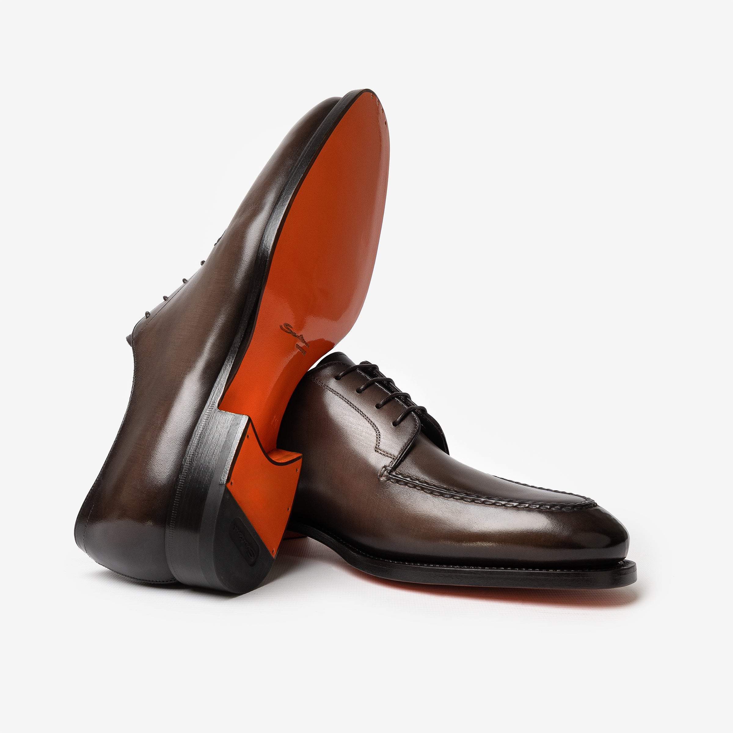 Coffee brown lace-up derby shoes