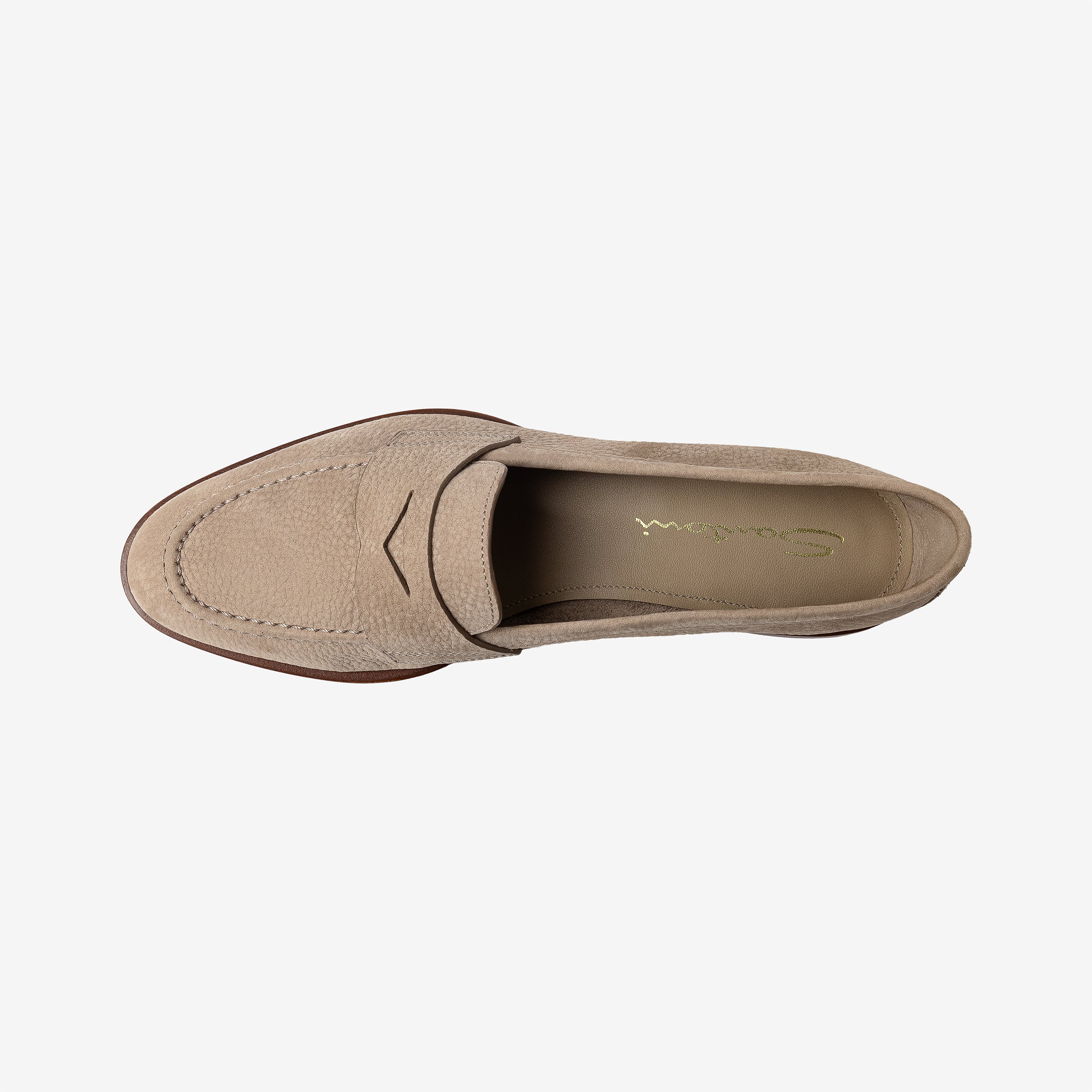 Beige nubuck penny loafer