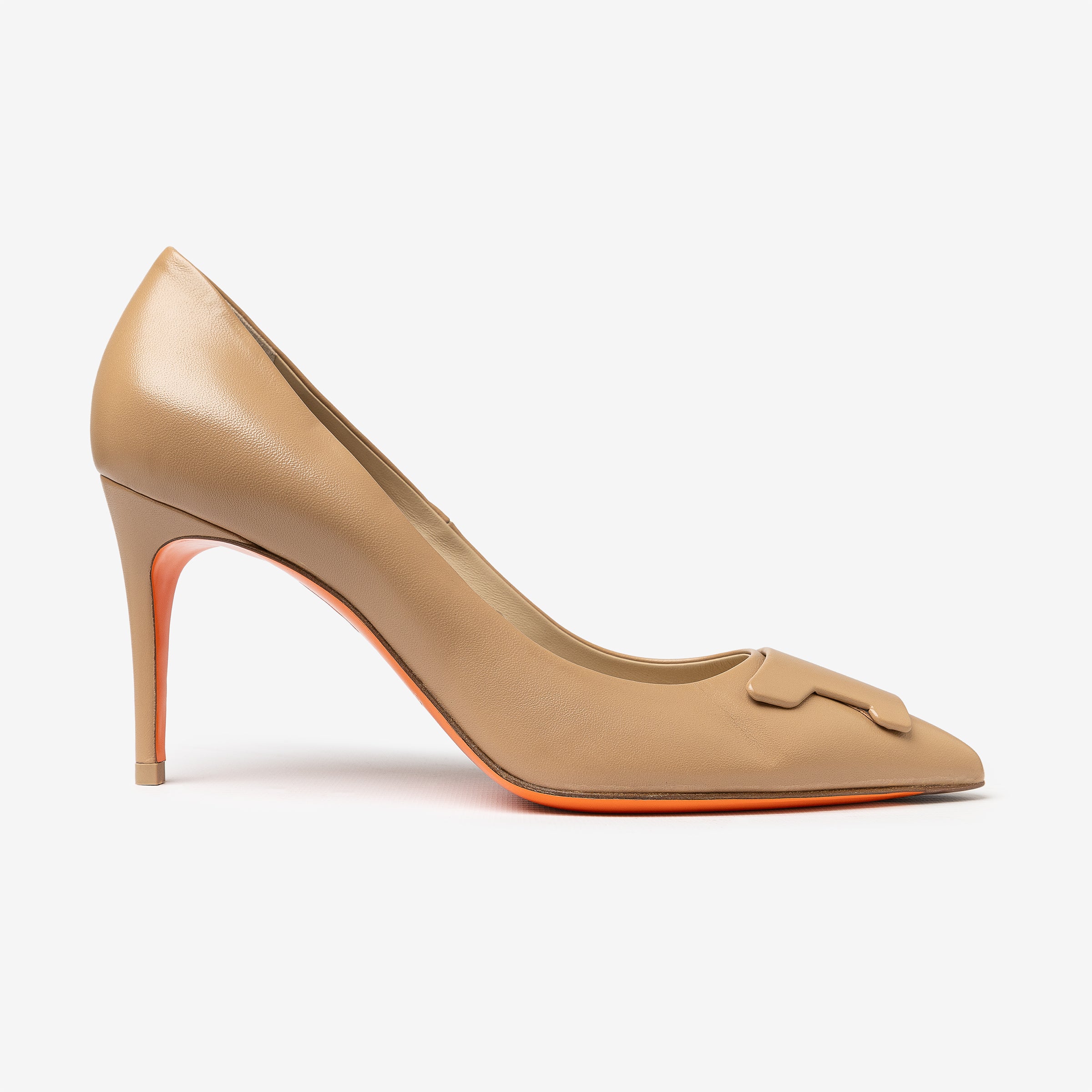 Beige leather high-heel Sibille pump