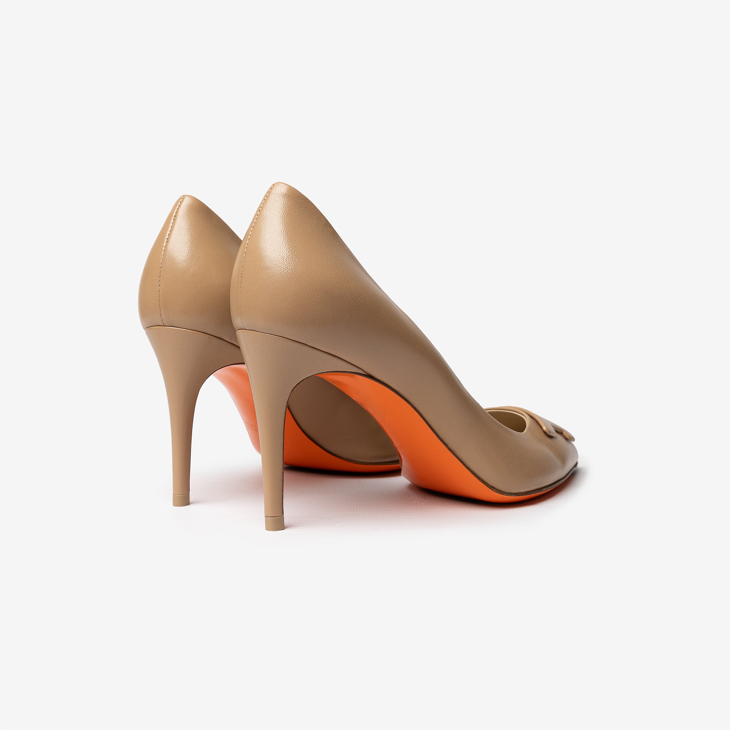 Beige leather high-heel Sibille pump