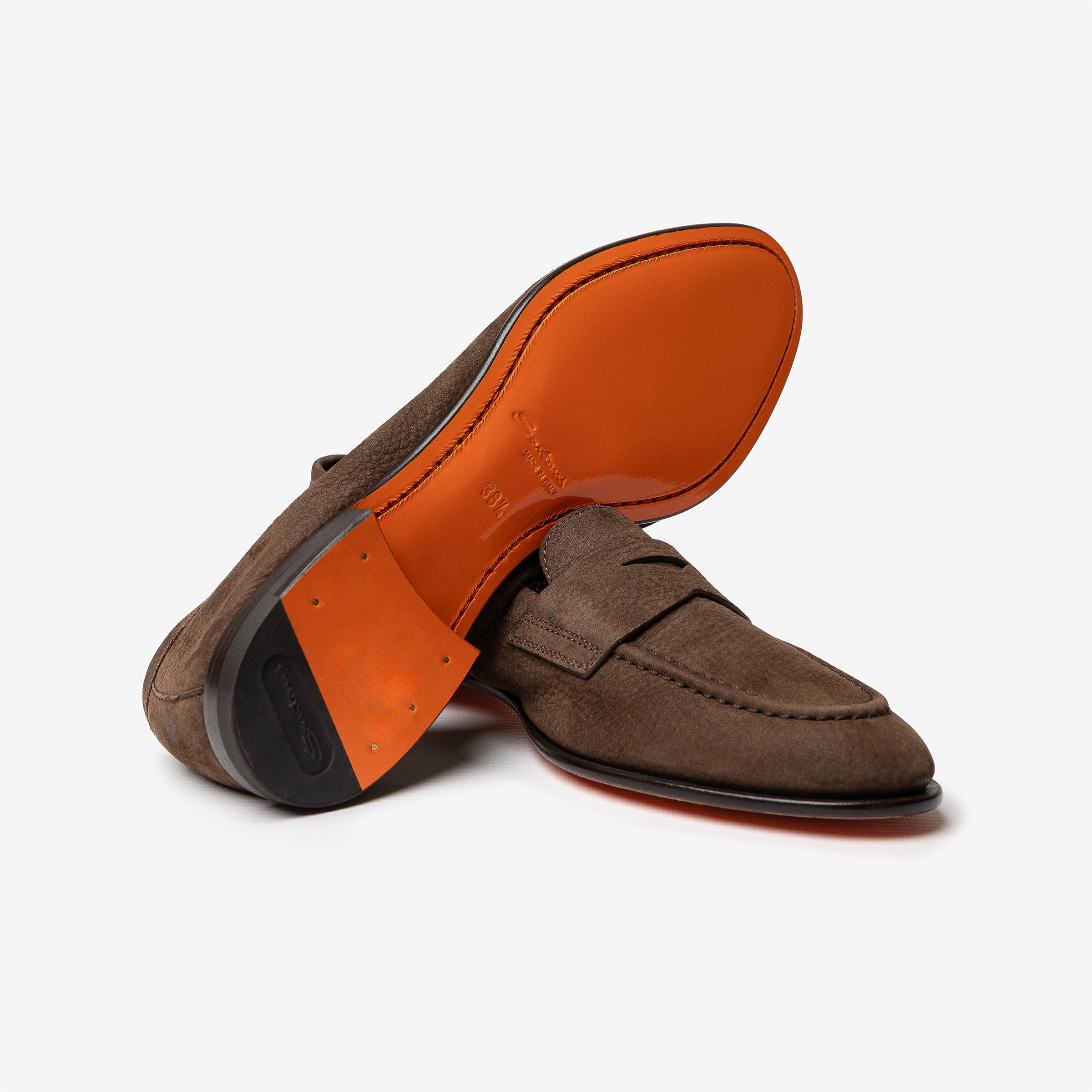 Brown nubuck penny loafer