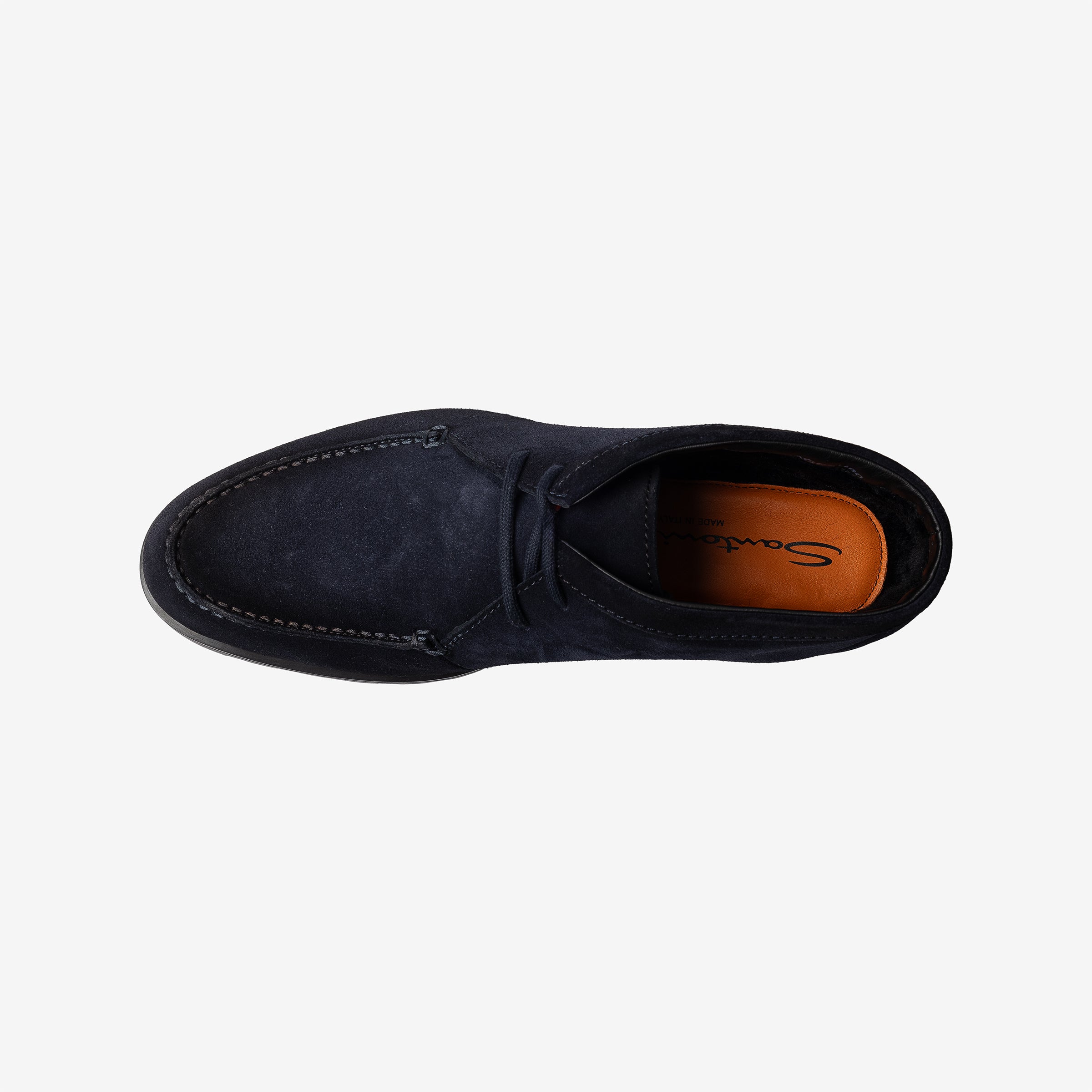 Dark blue lace-up lined desert boots