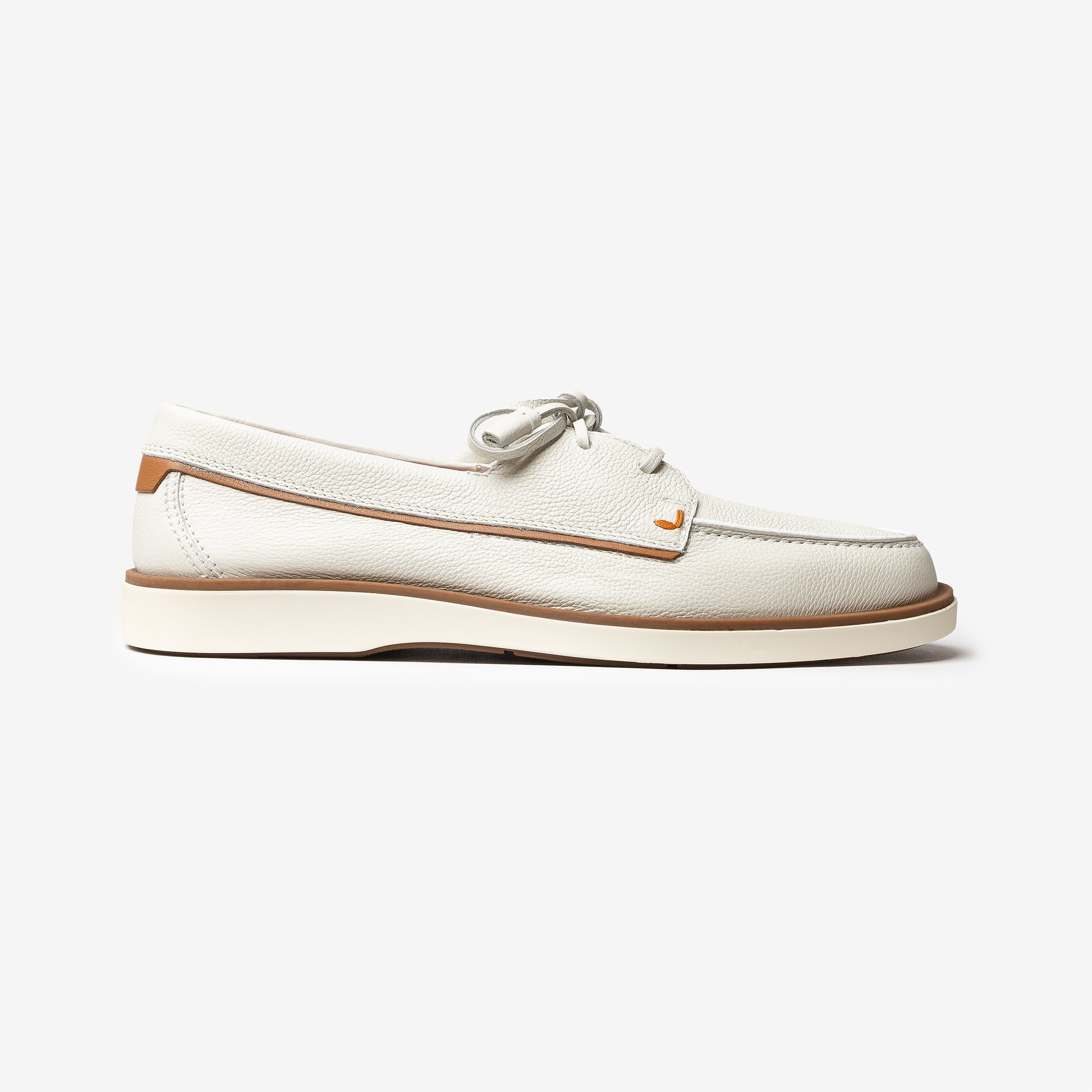 White grained leather yachting loafers