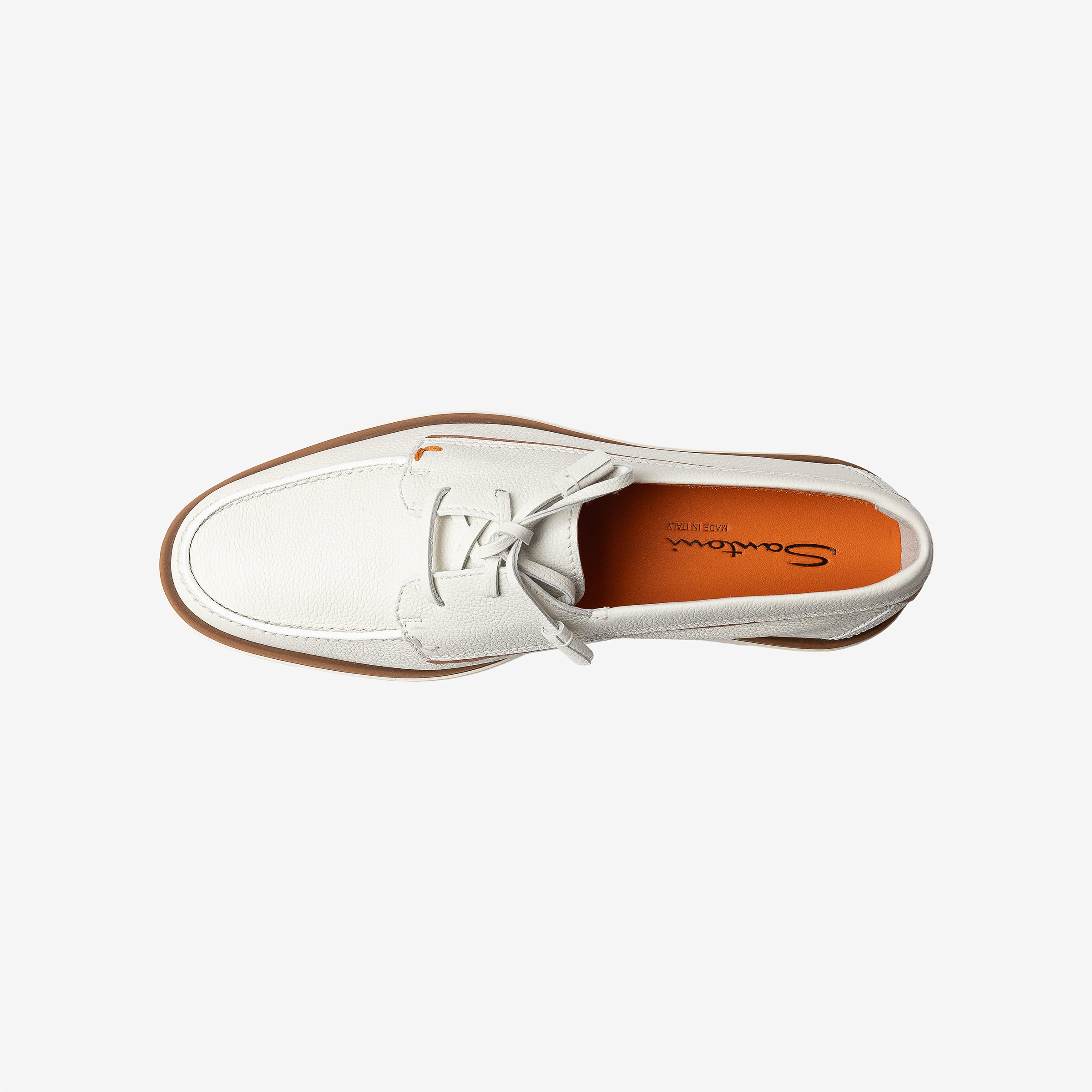 White grained leather yachting loafers