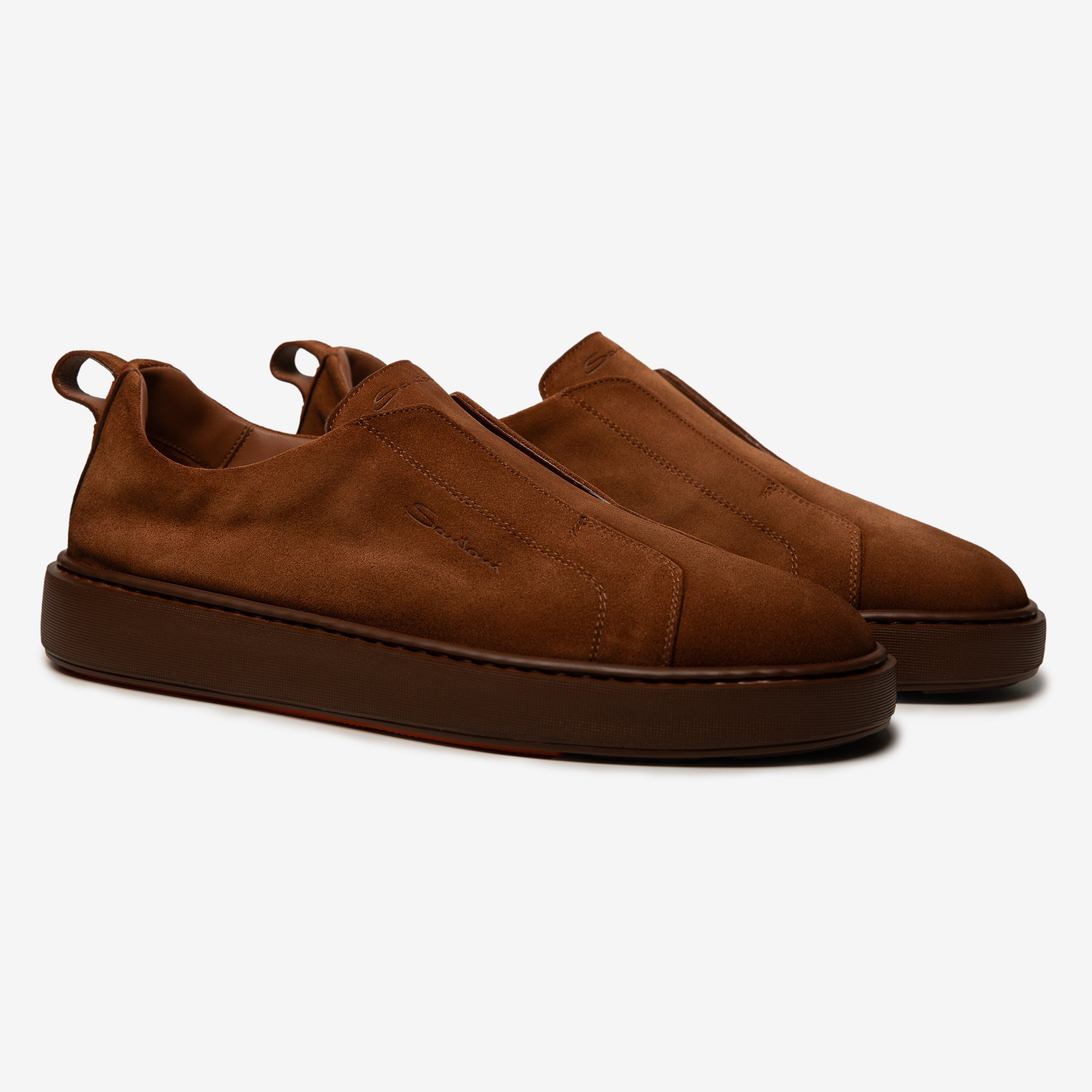 Mid brown Suede Slip On Sneakers