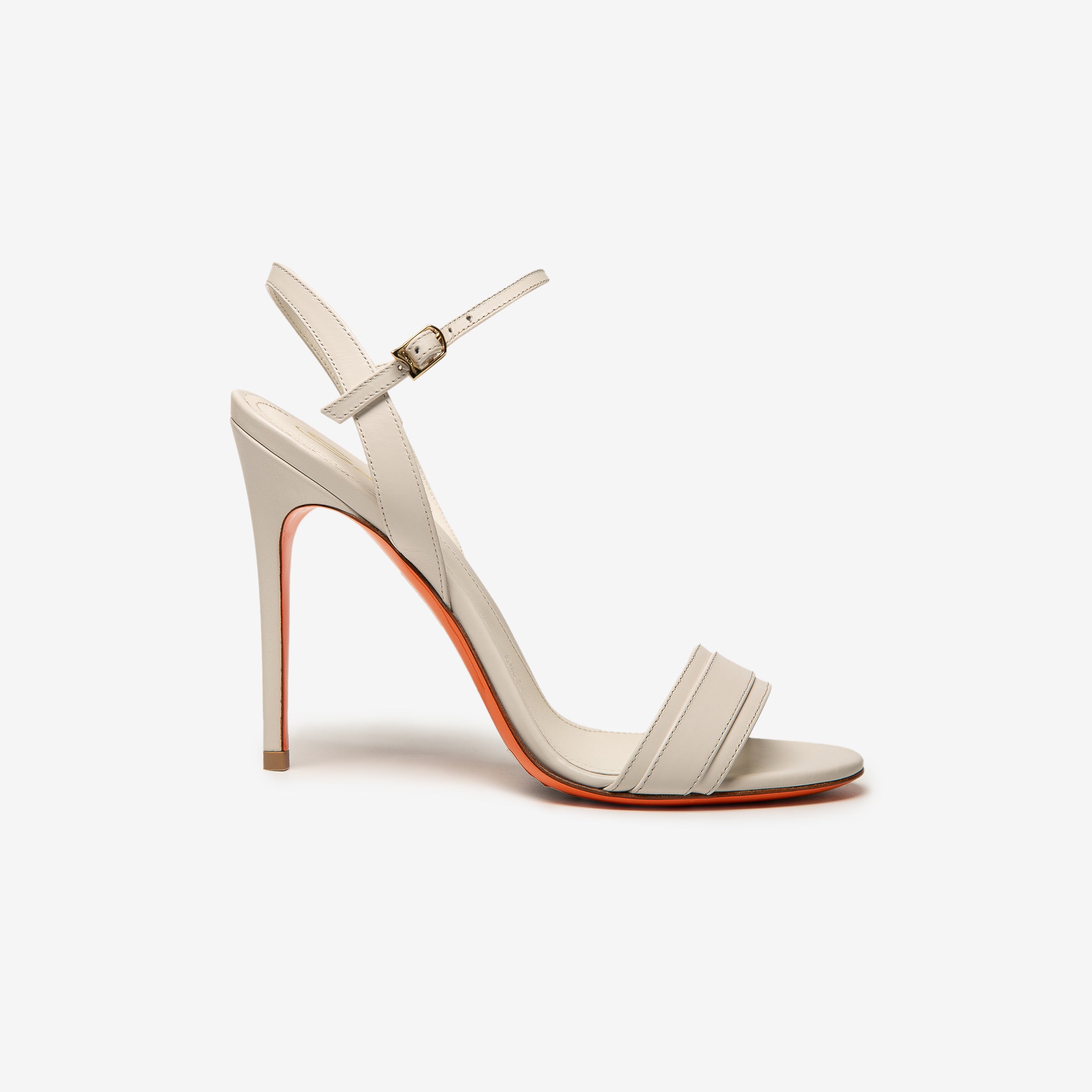 White leather sandals open heels