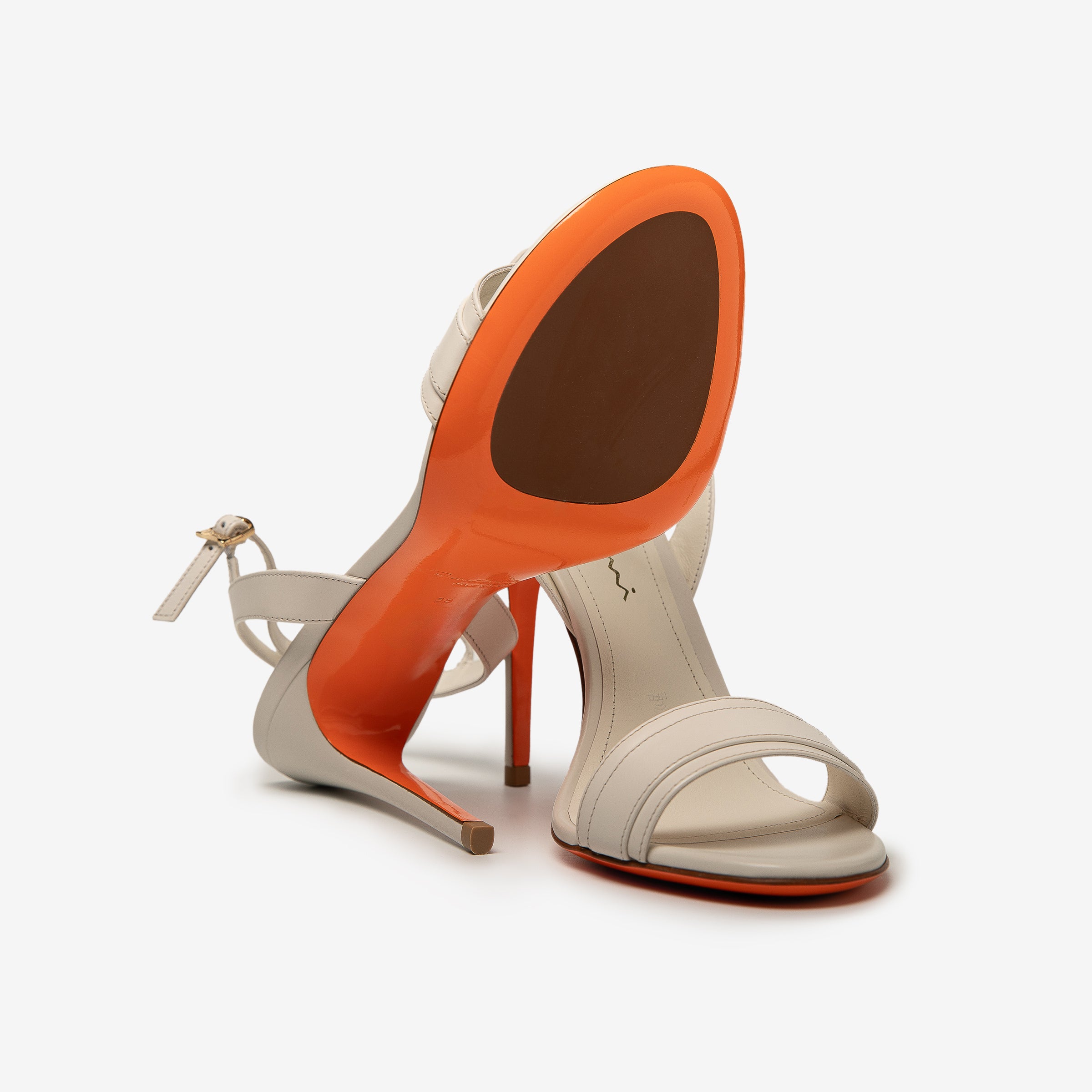 White leather sandals open heels