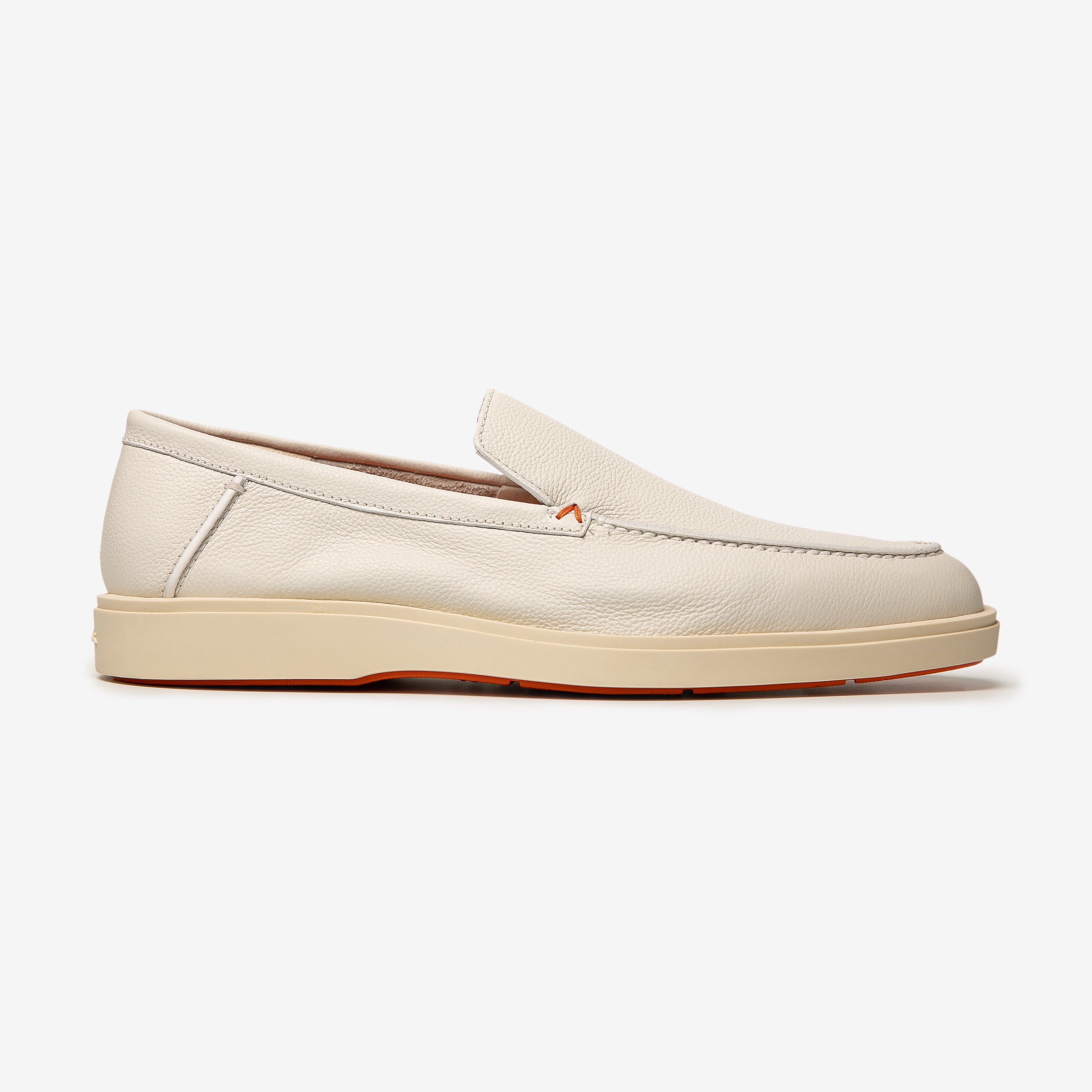 White tumbled leather loafer