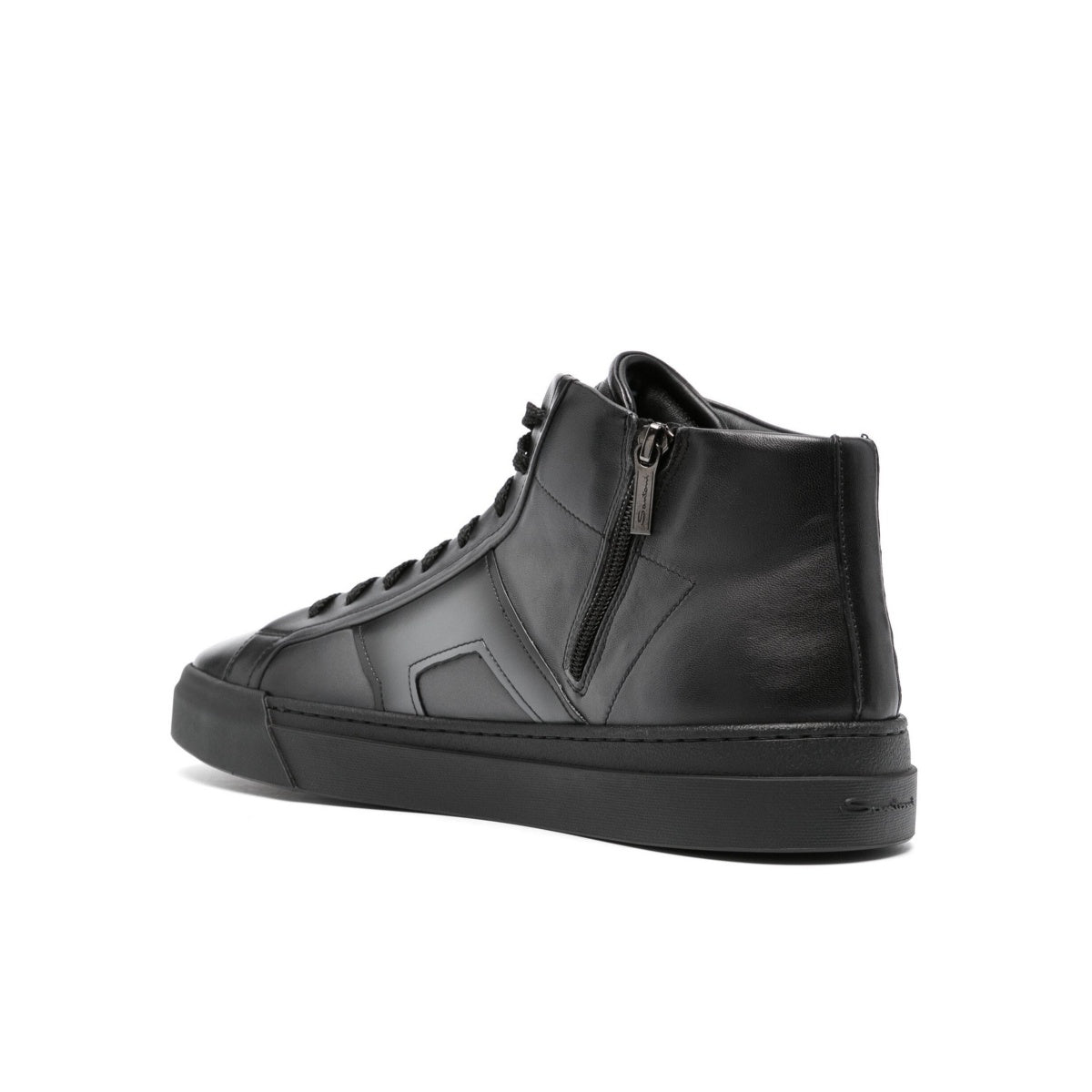 santoni-grey-zip-leather-sneakers