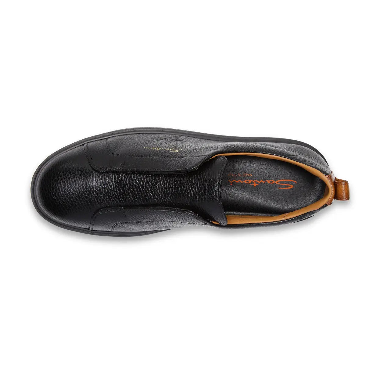 Sneakers  Slip-On Piel Negra Granulada logo