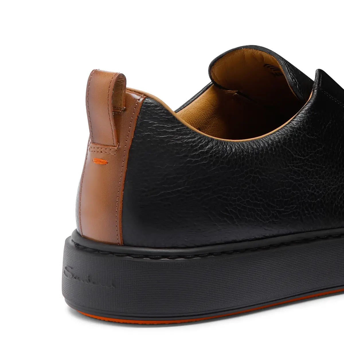 Sneakers  Slip-On Piel Negra Granulada logo