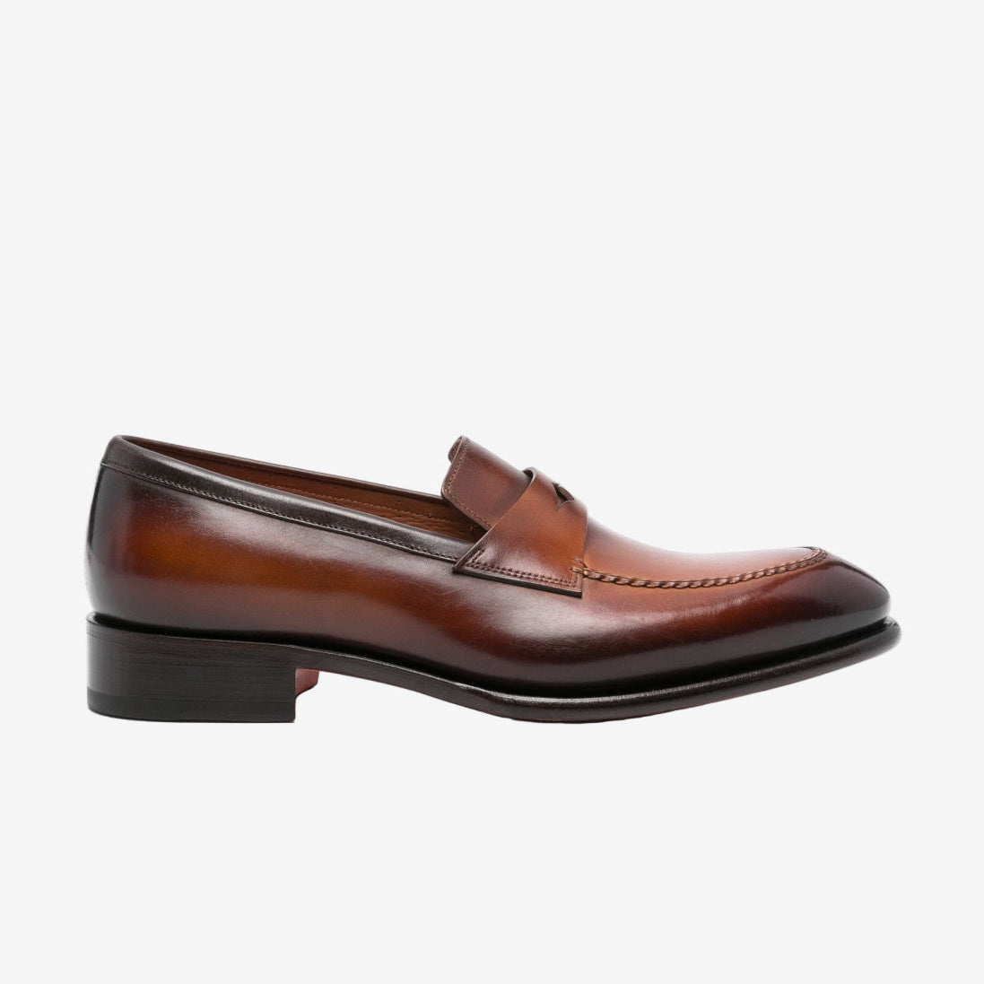 santoni-brown-classic-loafers