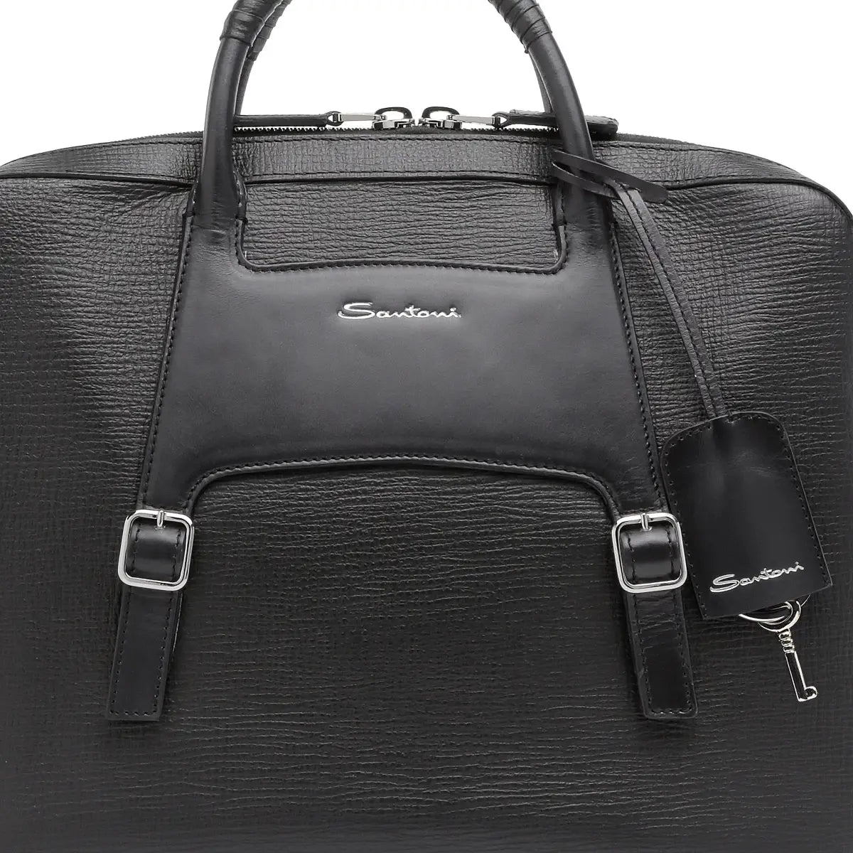 Black Embossed Leather Briefcase