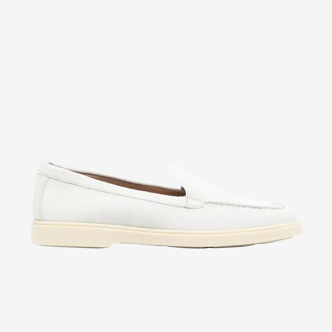 Witte Suède Loafers Ronde Neus