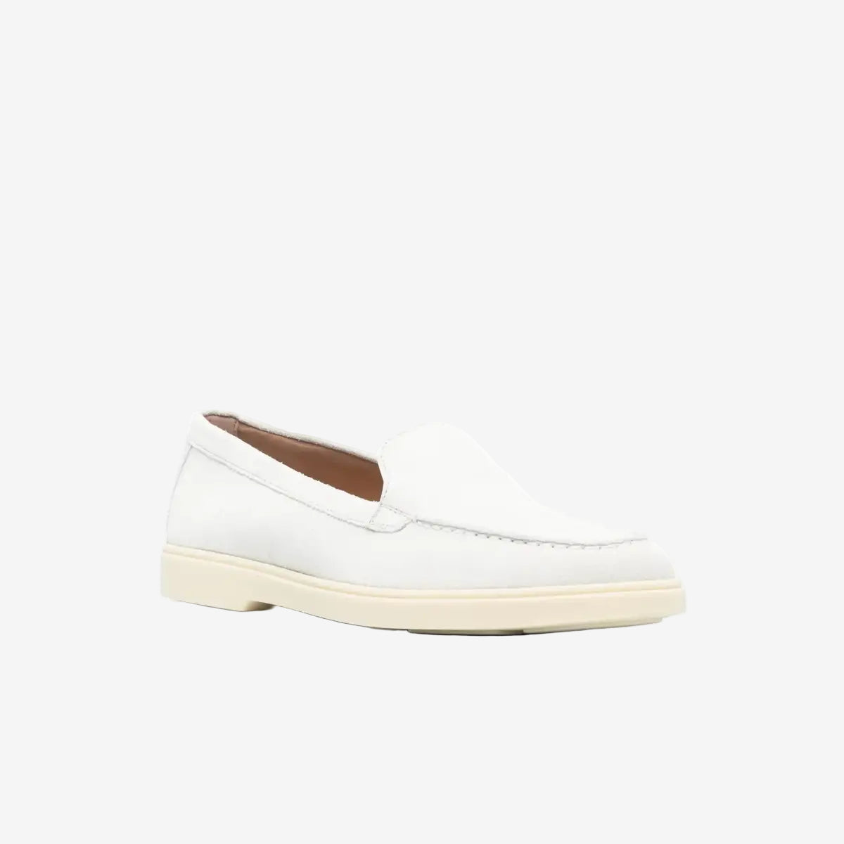 Witte Suède Loafers Ronde Neus