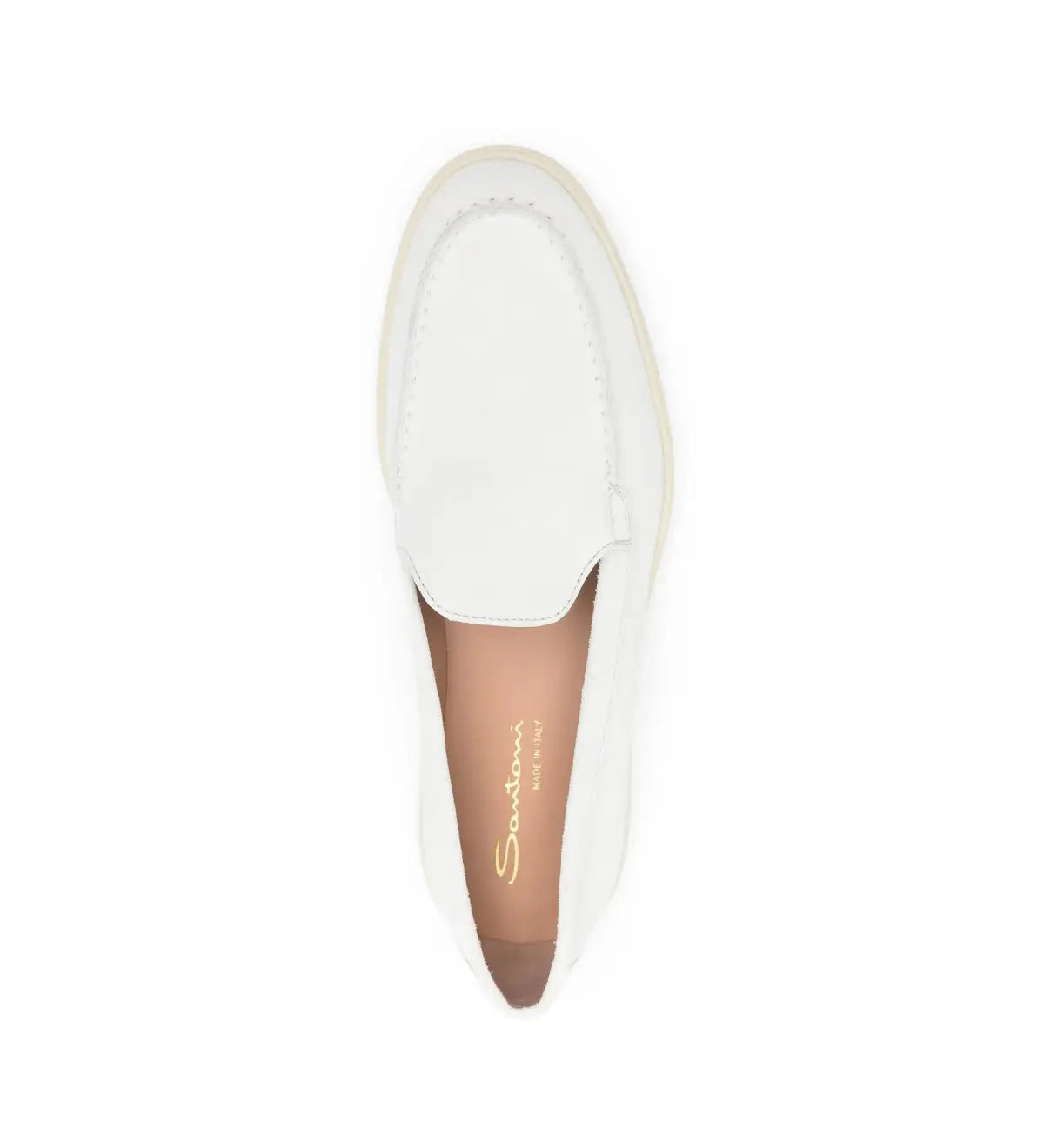 White Round-Toe Suede Loafers