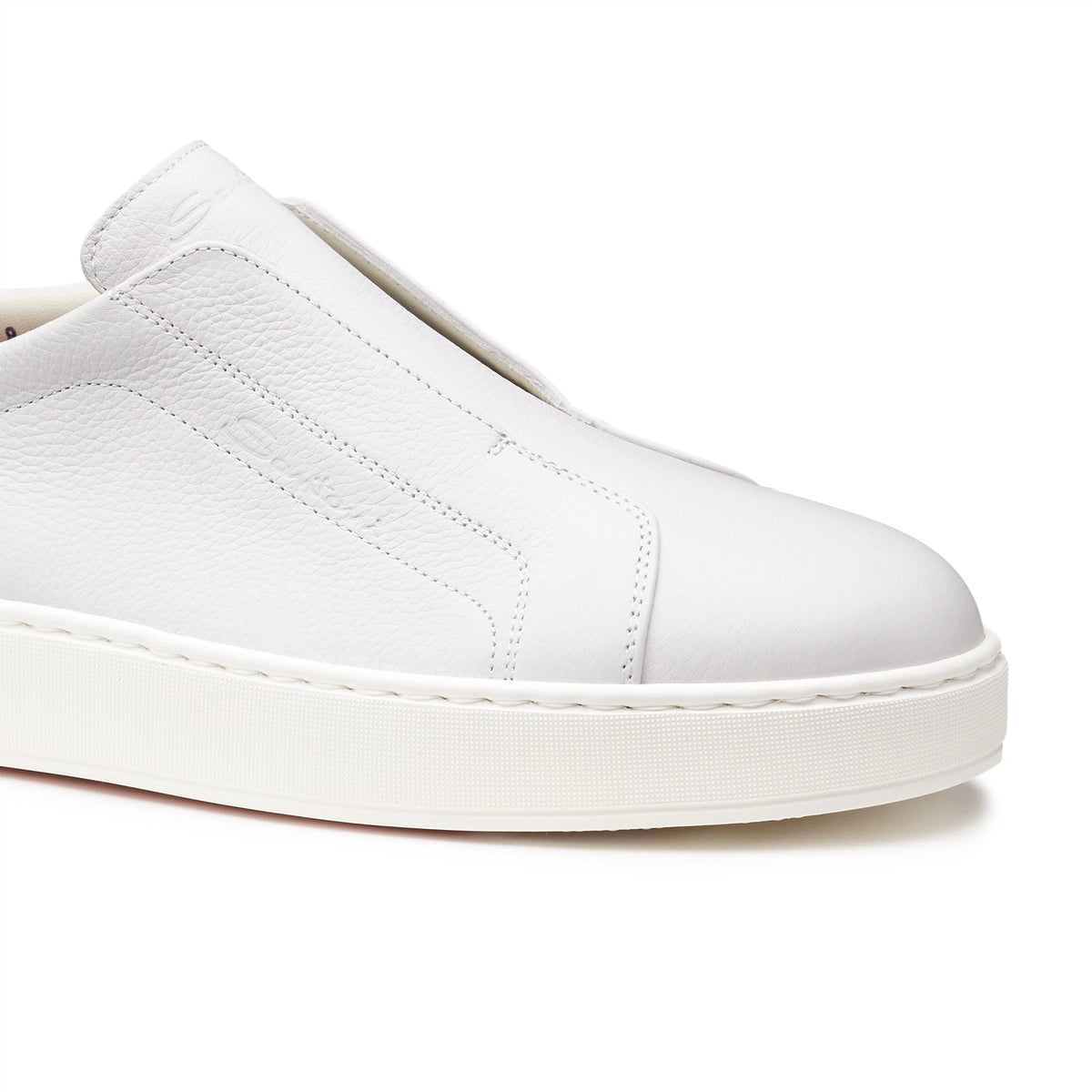 weißer Leder-Slip-on-Sneaker
