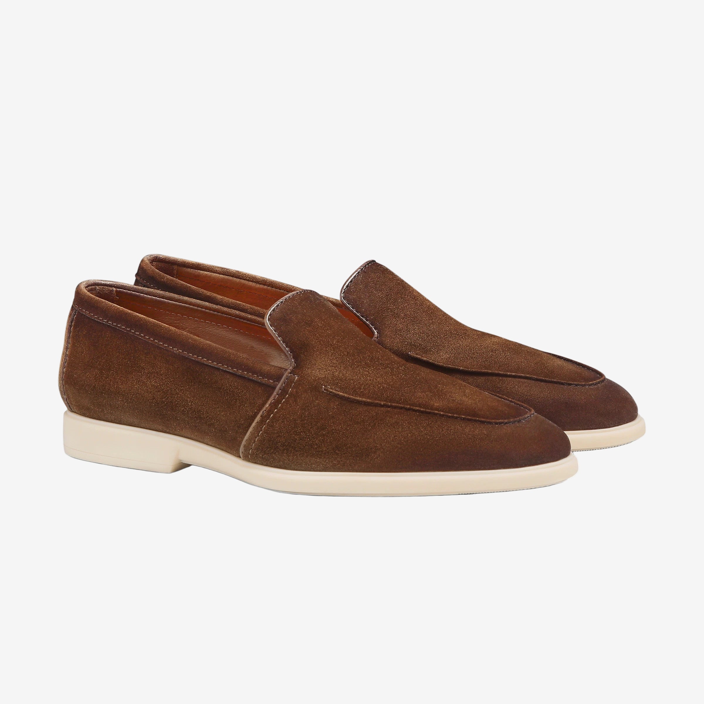 Braune Wildleder-Loafer Runder Zehenpartie